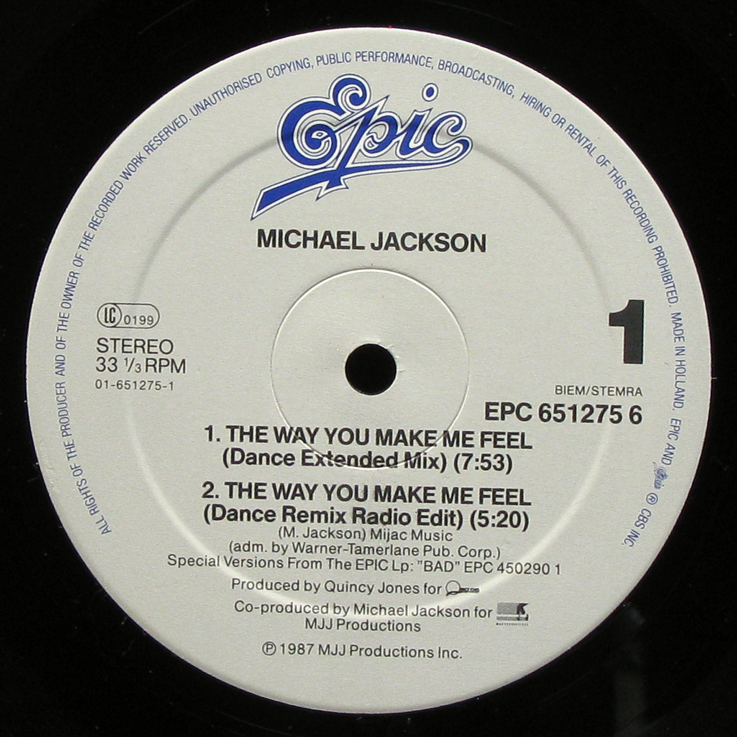 LP Michael Jackson — Way You Make Me Feel (Dance Extended Mix) (maxi) фото 2