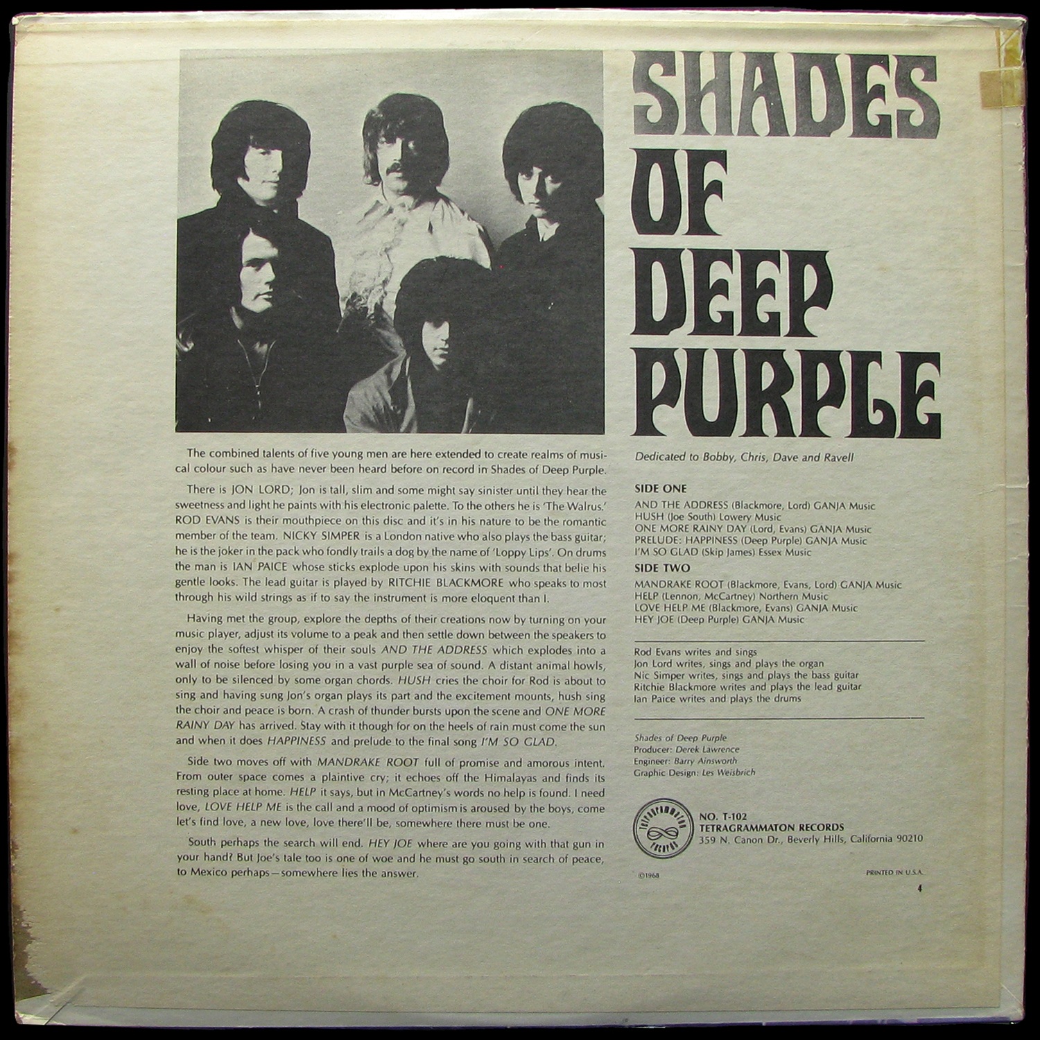 LP Deep Purple — Shades Of Deep Purple фото 2