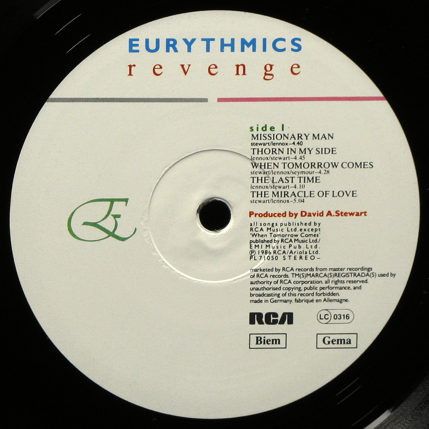 LP Eurythmics — Revenge фото 2