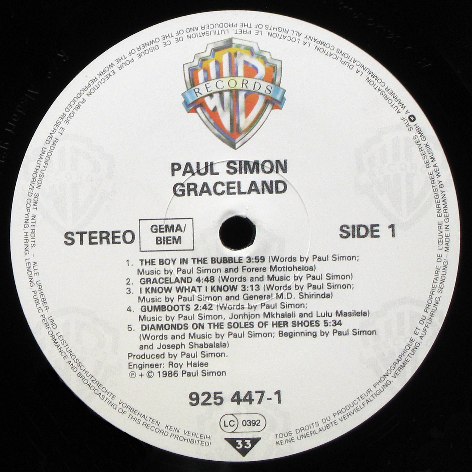 LP Paul Simon — Graceland фото 2