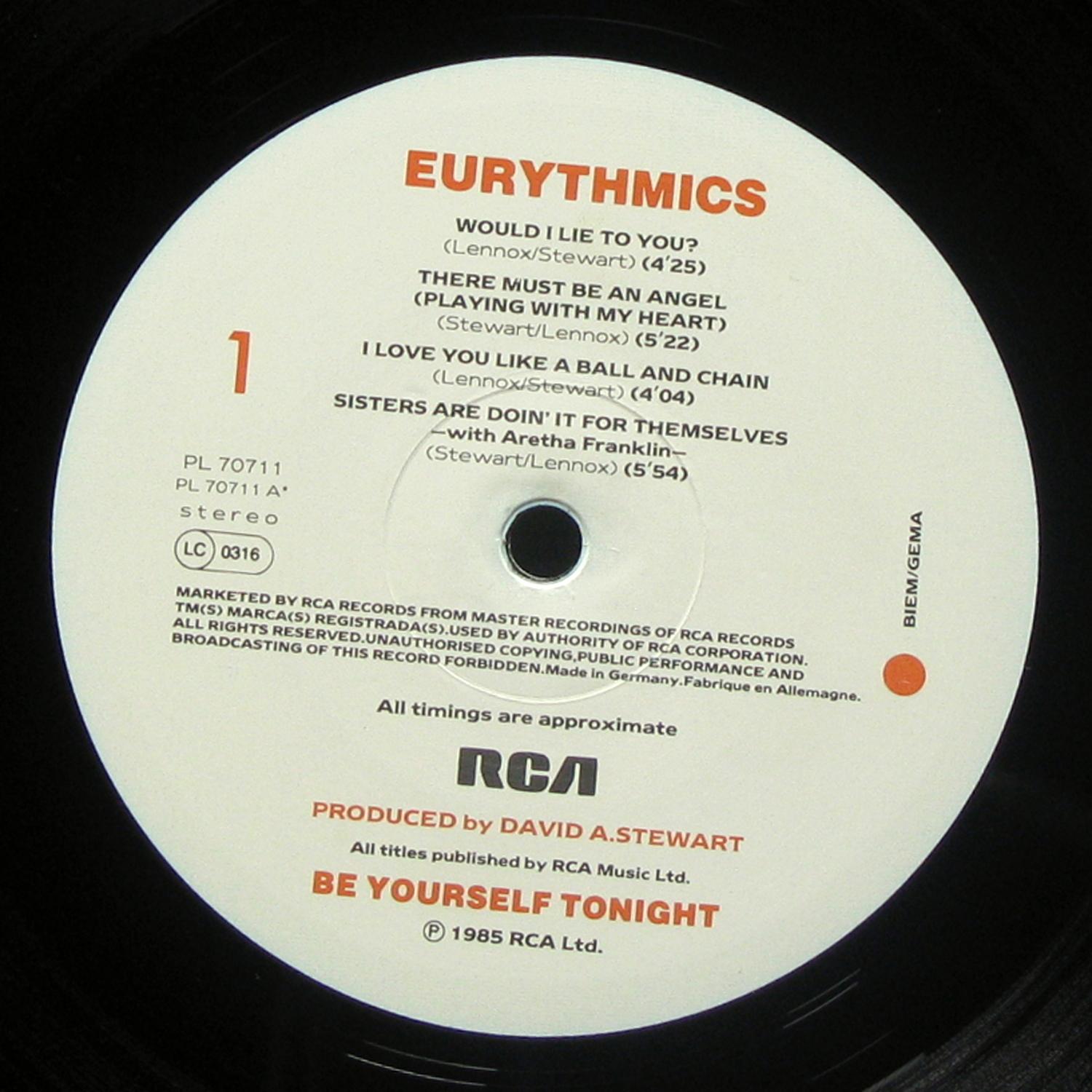 LP Eurythmics — Be Yourself Tonight фото 2