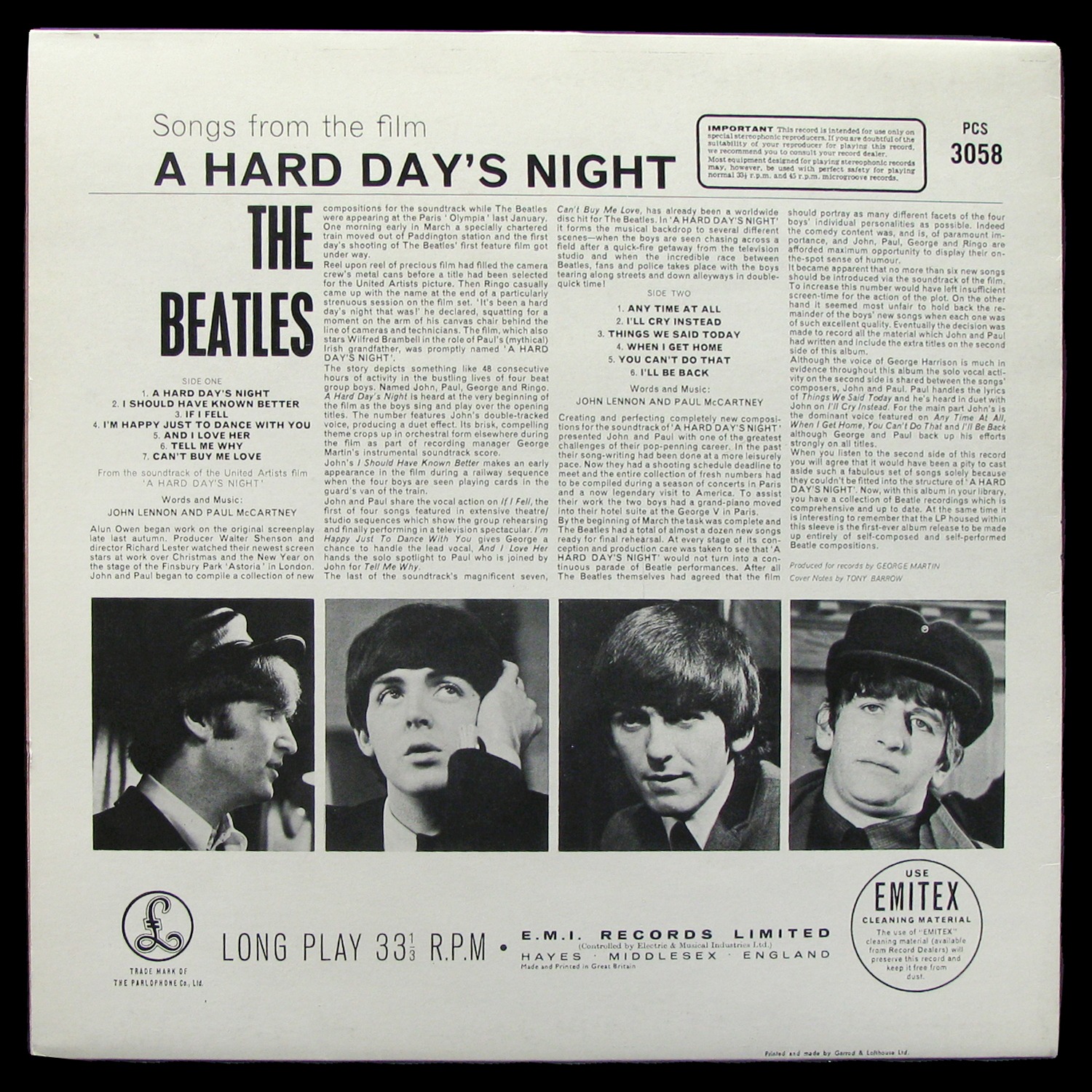 LP Beatles — A Hard Day's Night фото 2