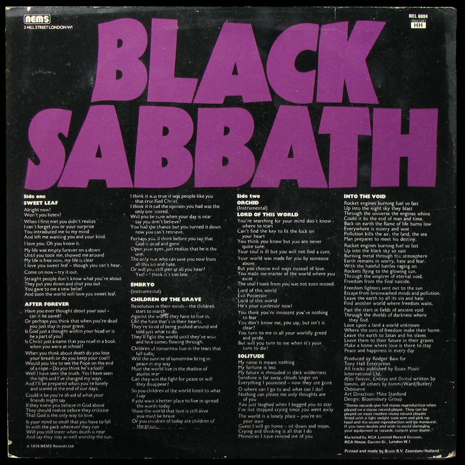 LP Black Sabbath — Master Of Reality фото 2