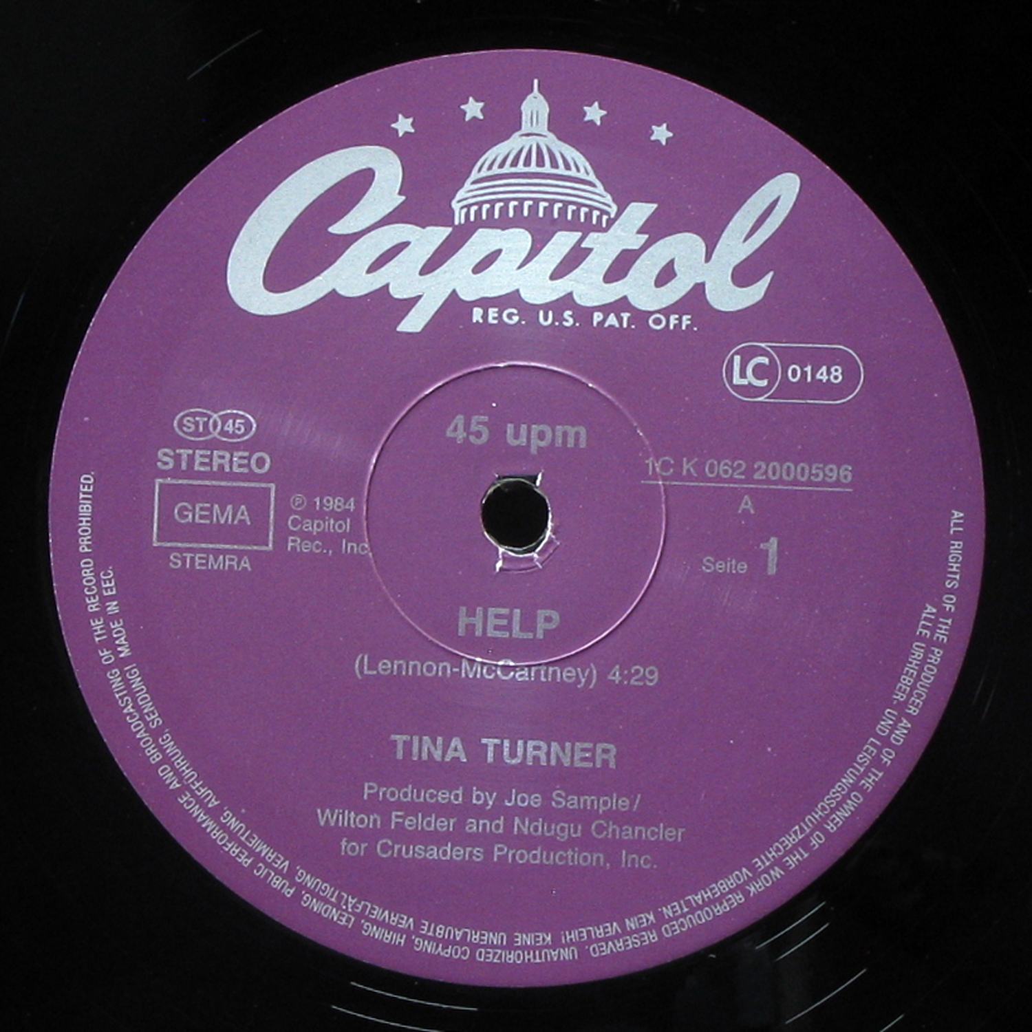 LP Tina Turner — Help (Full Length Version) (maxi) фото 3