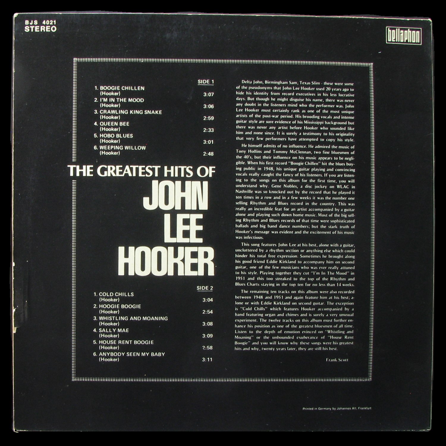 LP John Lee Hooker — Greatest Hits Of John Lee Hooker фото 2