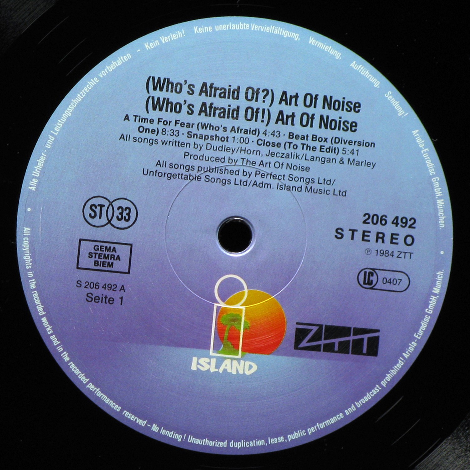 LP Art Of Noise — Who's Afraid Of The Art Of Noise фото 2