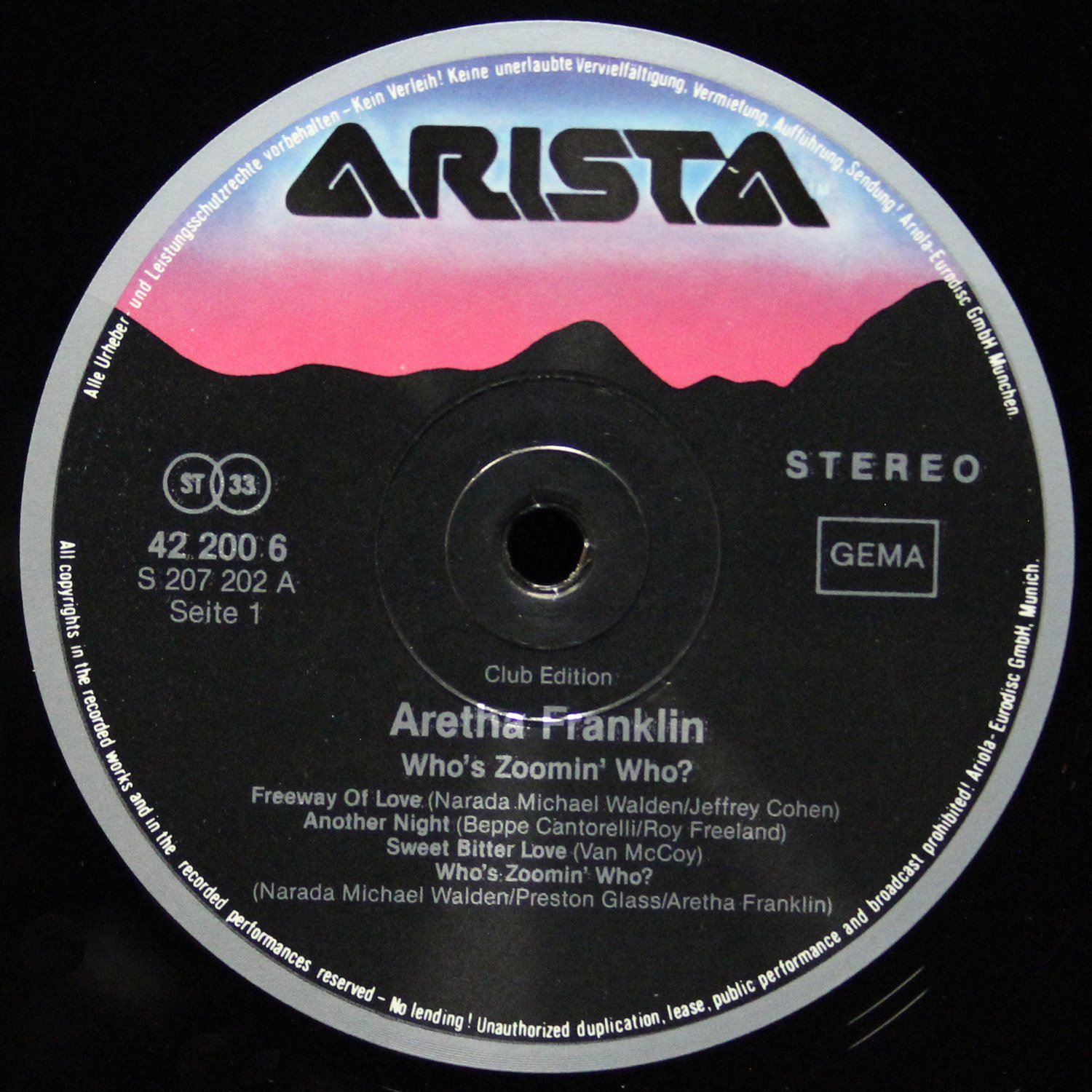 LP Aretha Franklin — Who's Zoomin' Who? (club edition) фото 2