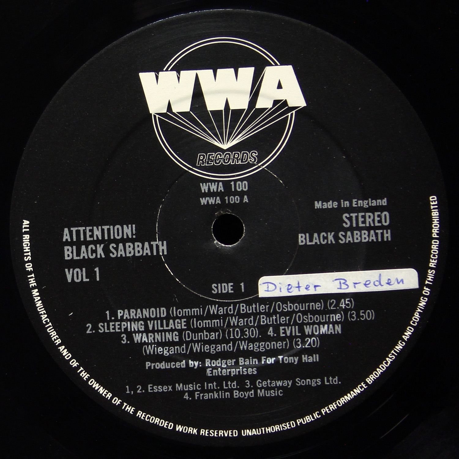 LP Black Sabbath — Attention! Volume One фото 3