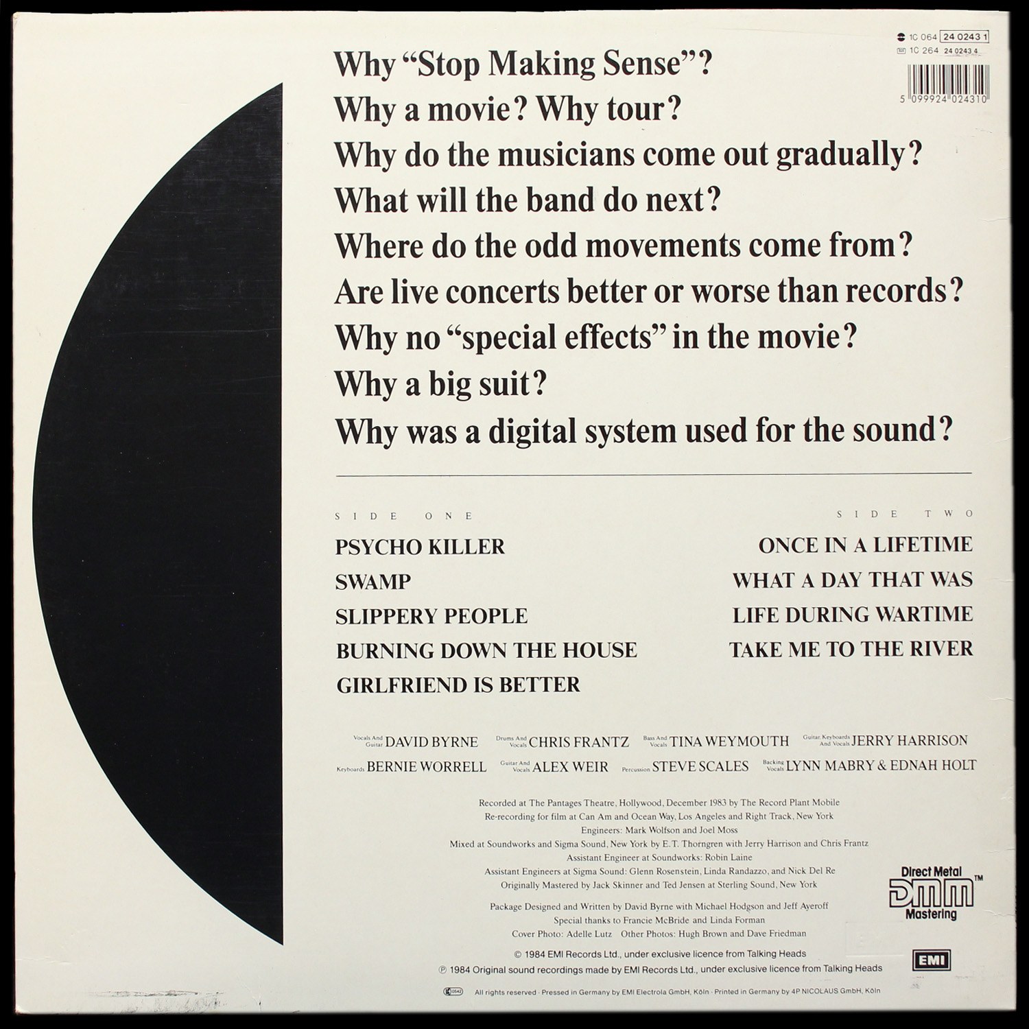 LP Talking Heads — Stop Making Sense (+ book) фото 2