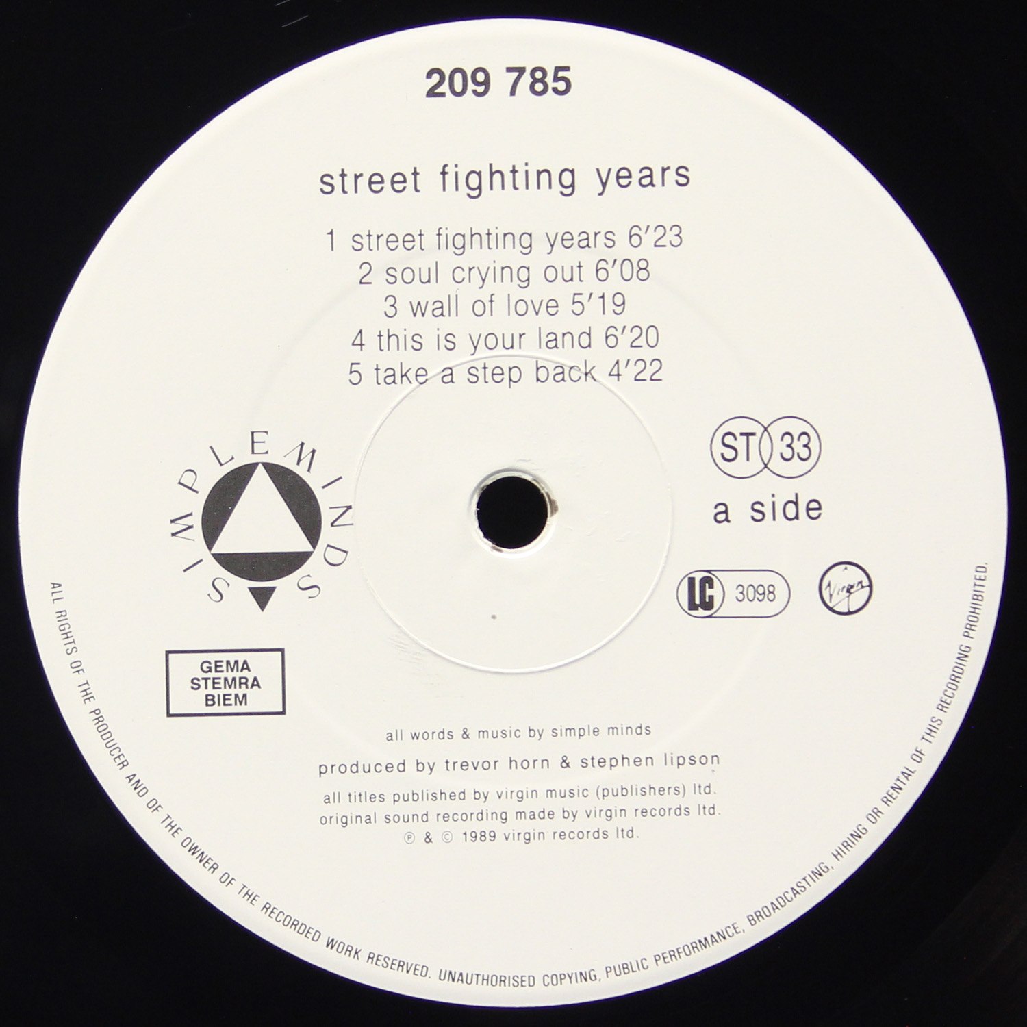 LP Simple Minds — Street Fighting Years фото 3