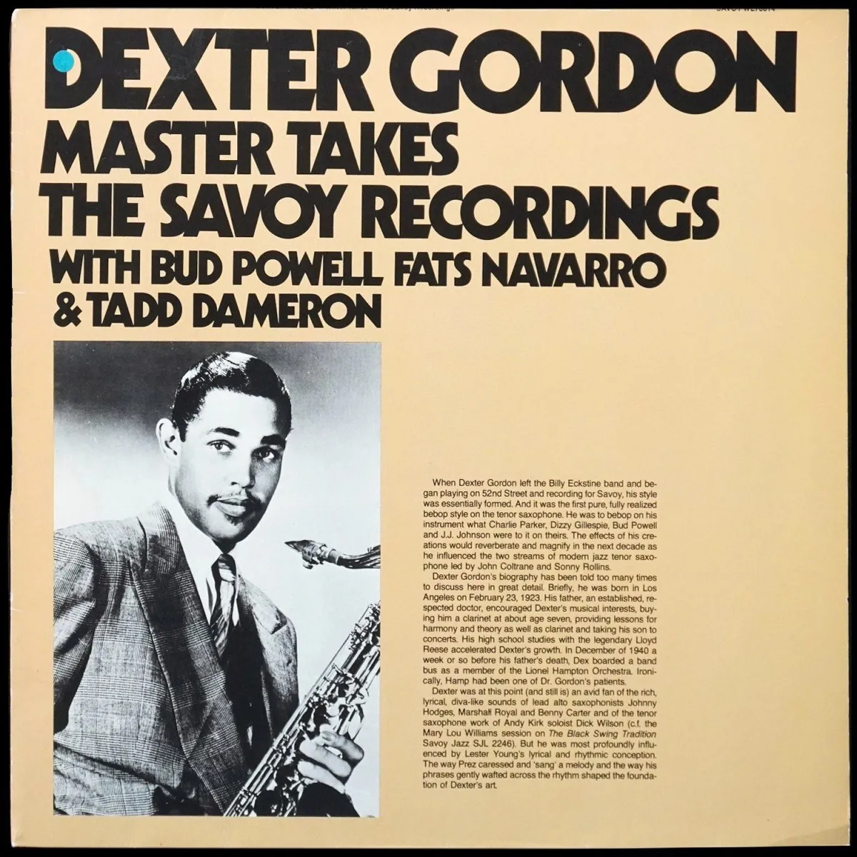 LP Dexter Gordon — Master Takes / The Savoy Recordings фото