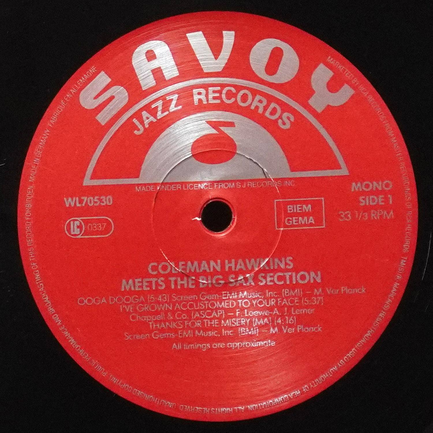 LP Coleman Hawkins — Meets The Big Sax Section (моно) фото 2