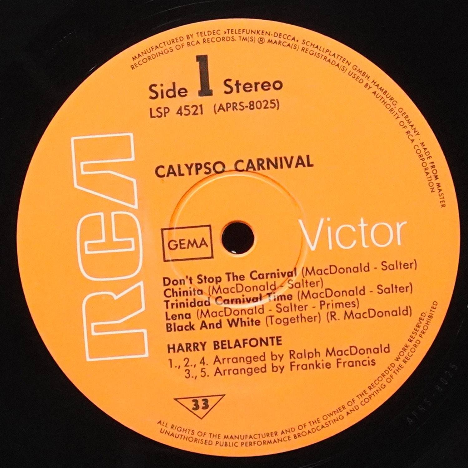 LP Harry Belafonte — Calypso Carnival фото 2