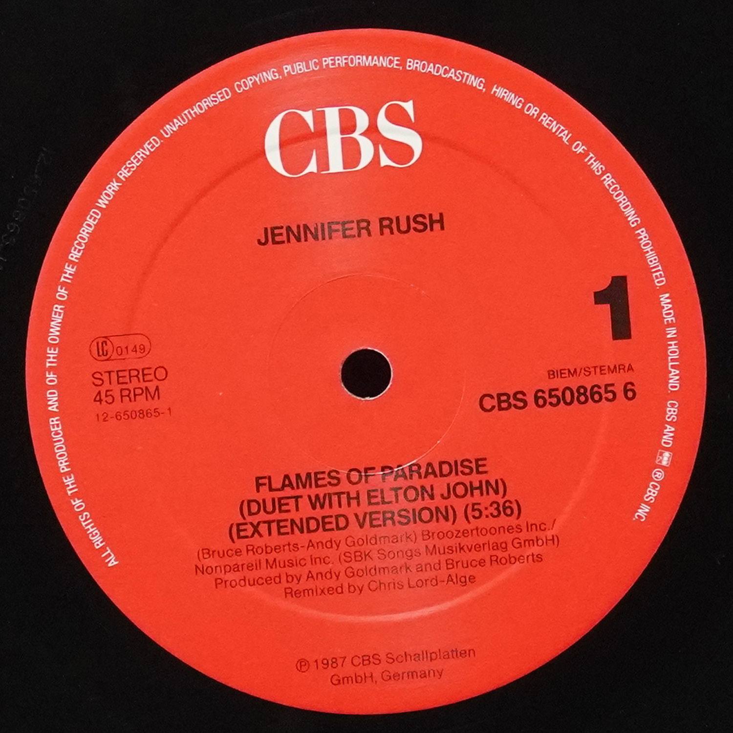 LP Jennifer Rush — Flames Of Paradise (макси сингл) фото 2