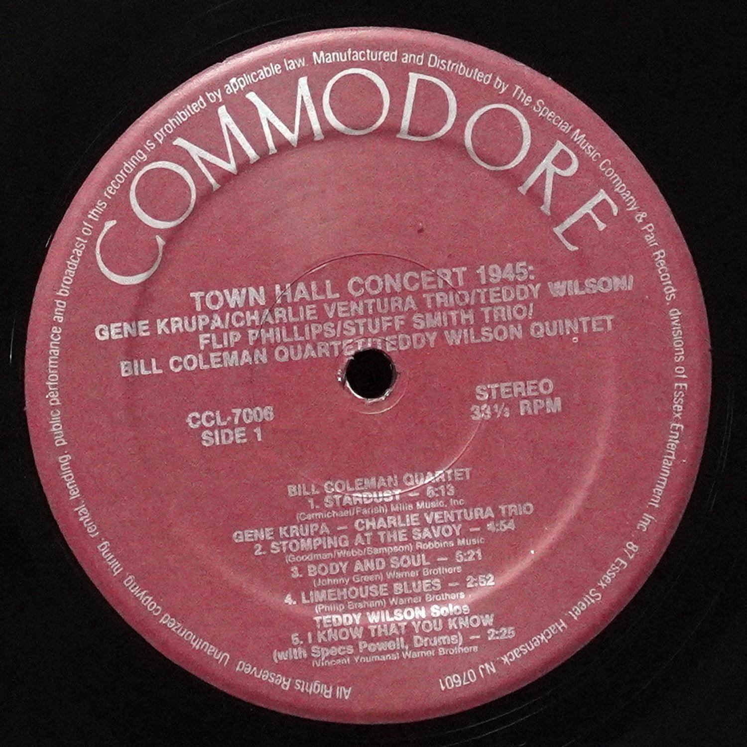 LP V/A — Town Hall Concert 1945 фото 2