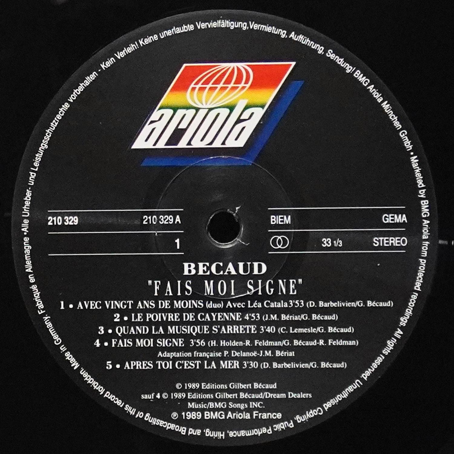 LP Gilbert Becaud — Fais Moi Signe фото 2