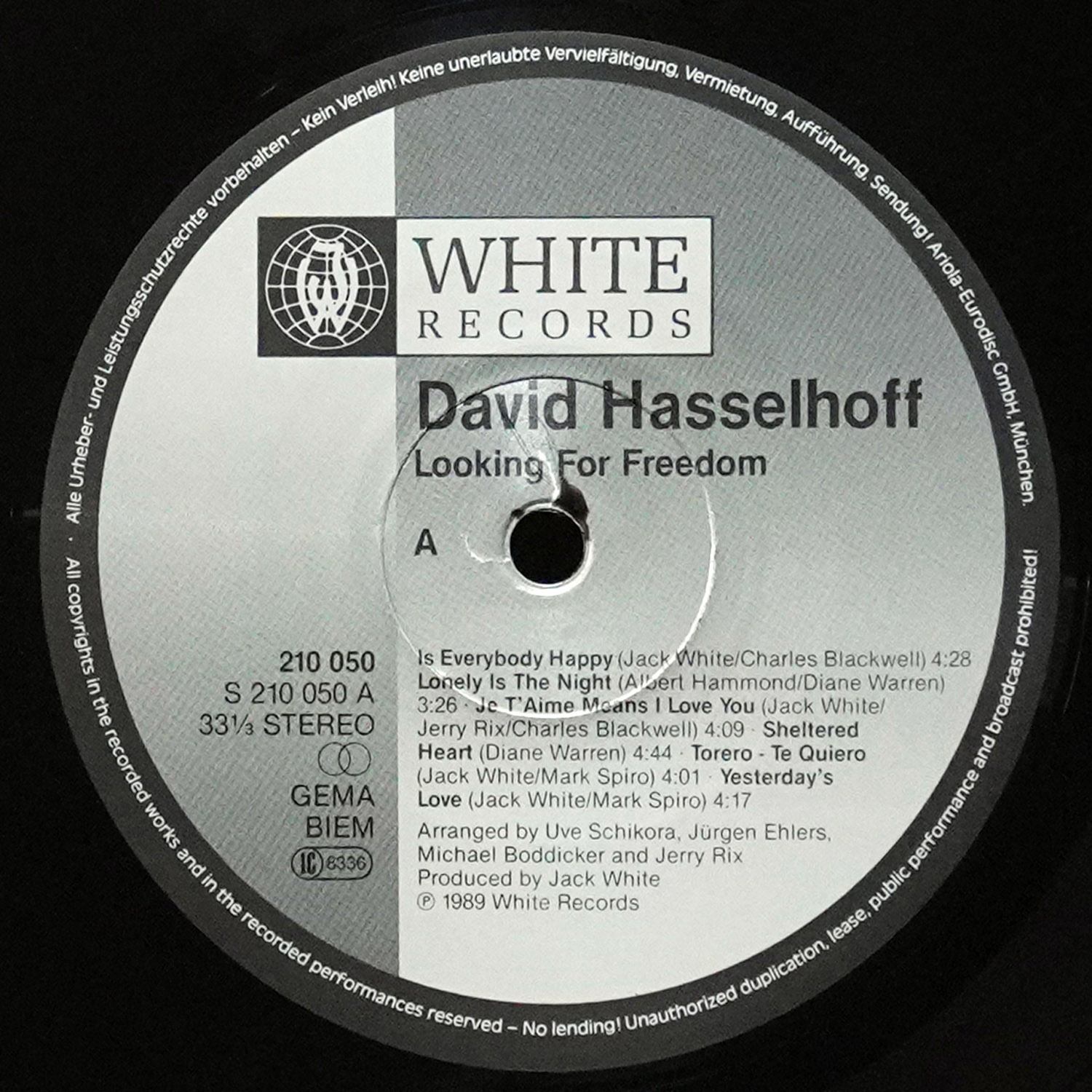 LP David Hasselhoff — Looking For Freedom фото 2