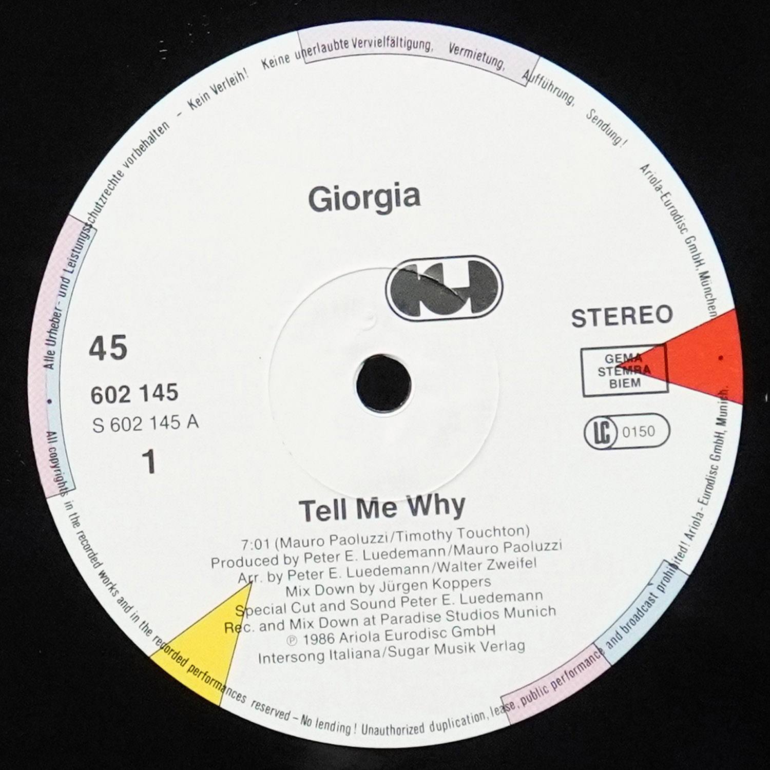 LP Giorgia — Tell Me Why (макси сингл) фото 2