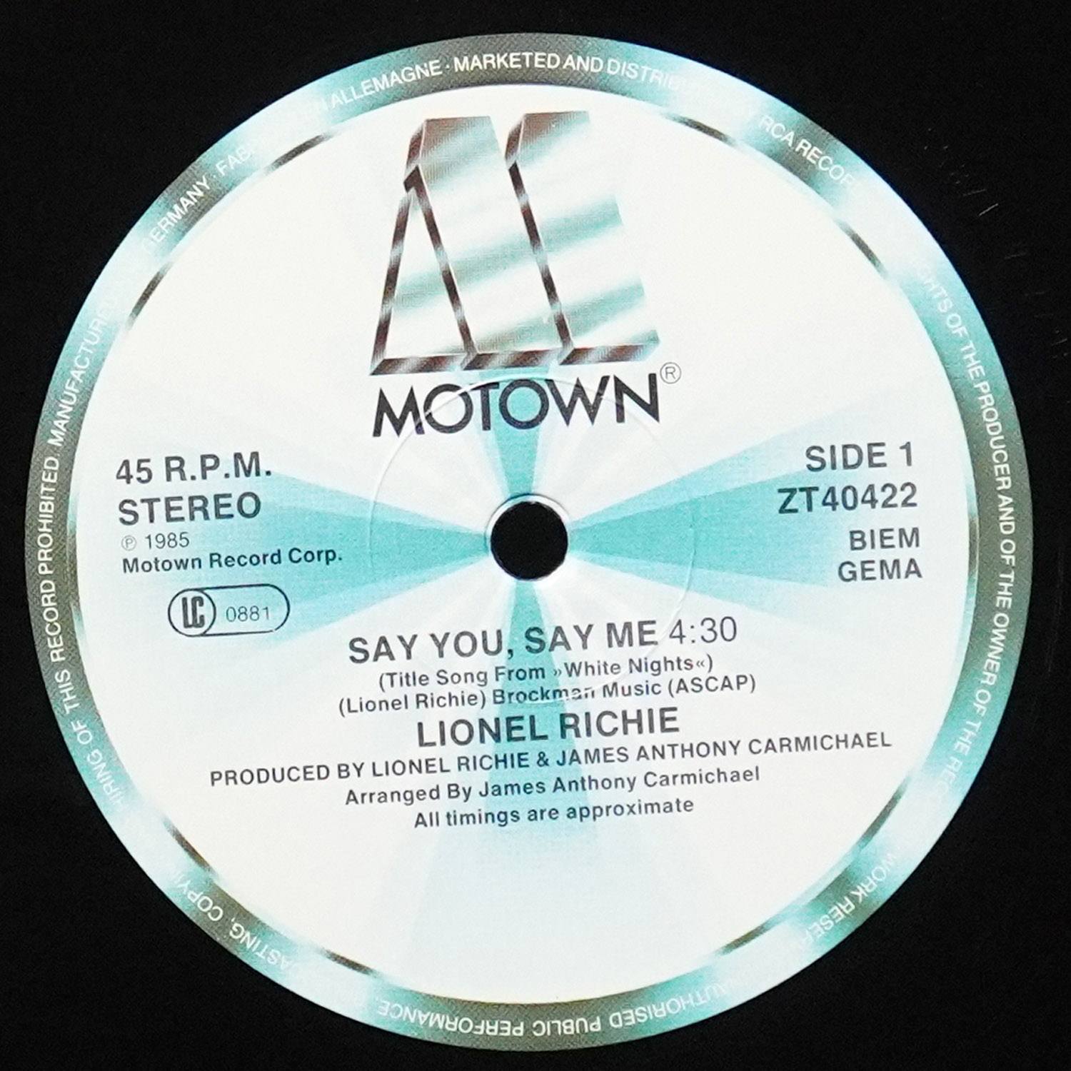 LP Lionel Richie — Say You, Say Me фото 2