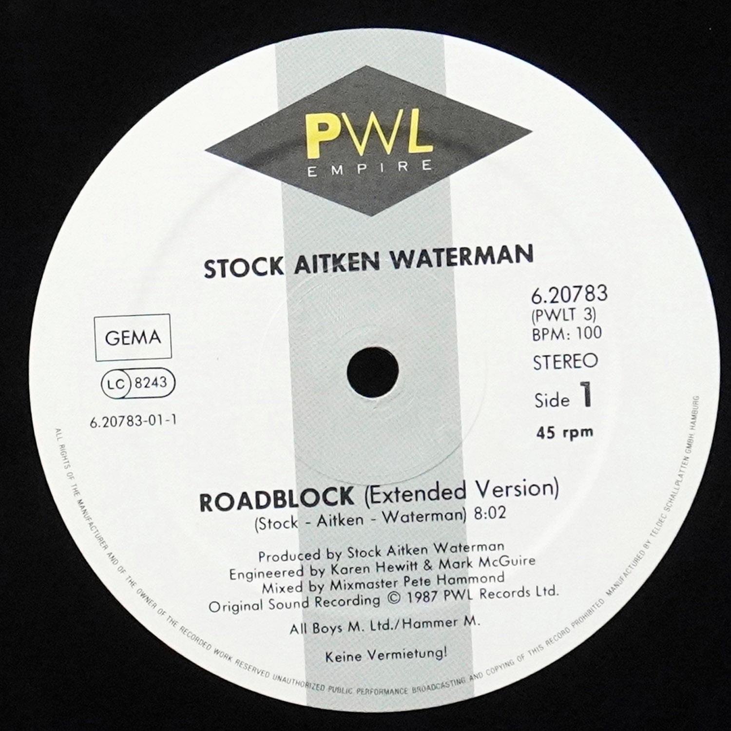 LP Stock, Aitken & Waterman — Roadblock (макси сингл) фото 2