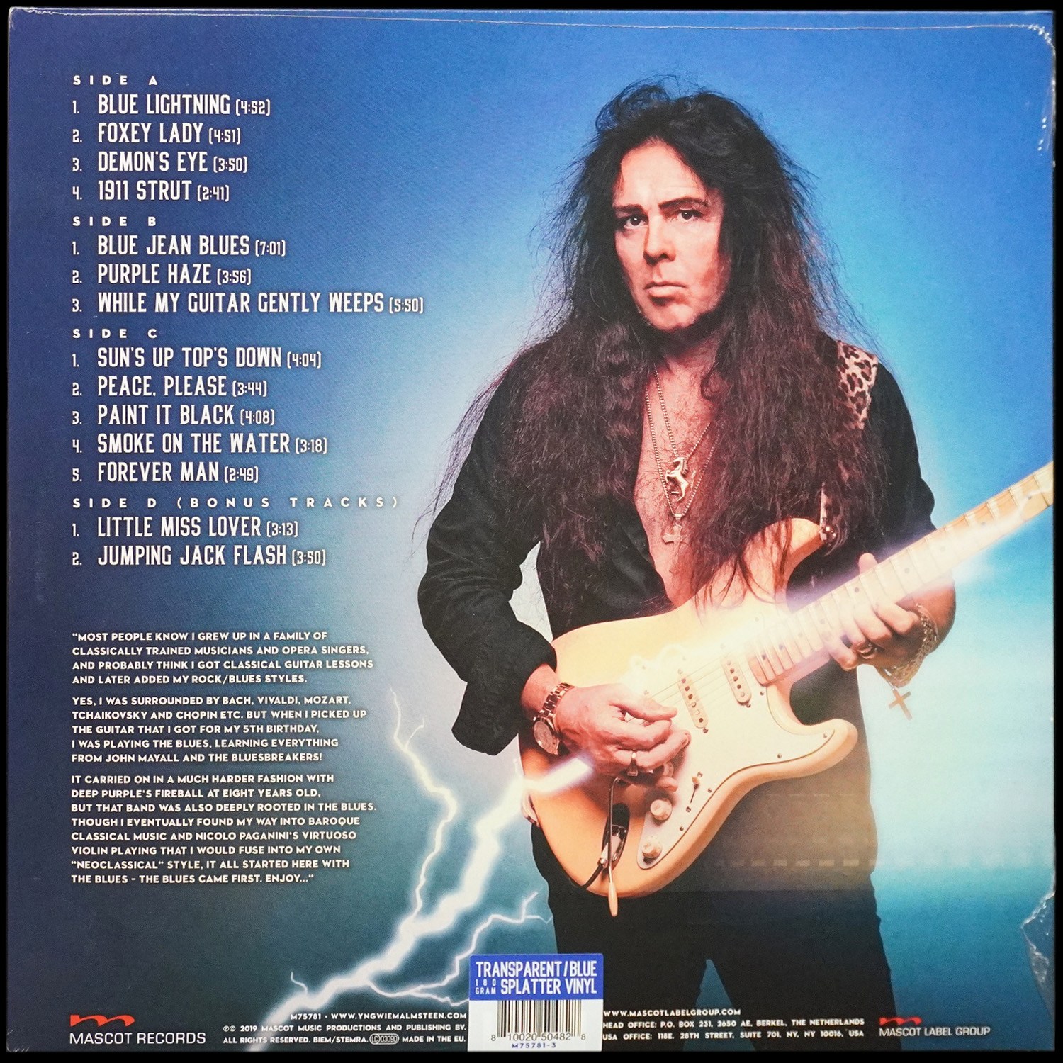 LP Yngwie Malmsteen — Blue Lightning (2LP, цветной винил) фото 2