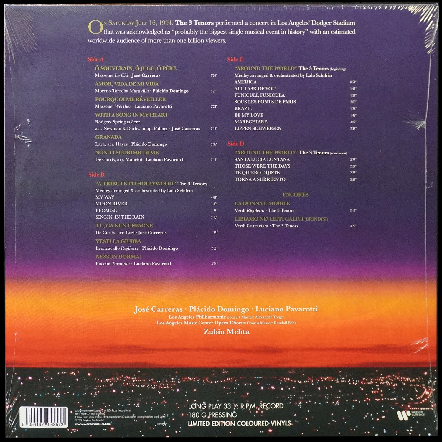 LP Luciano Pavarotti — 3 Tenors In Concert 1994 (2LP) фото 2