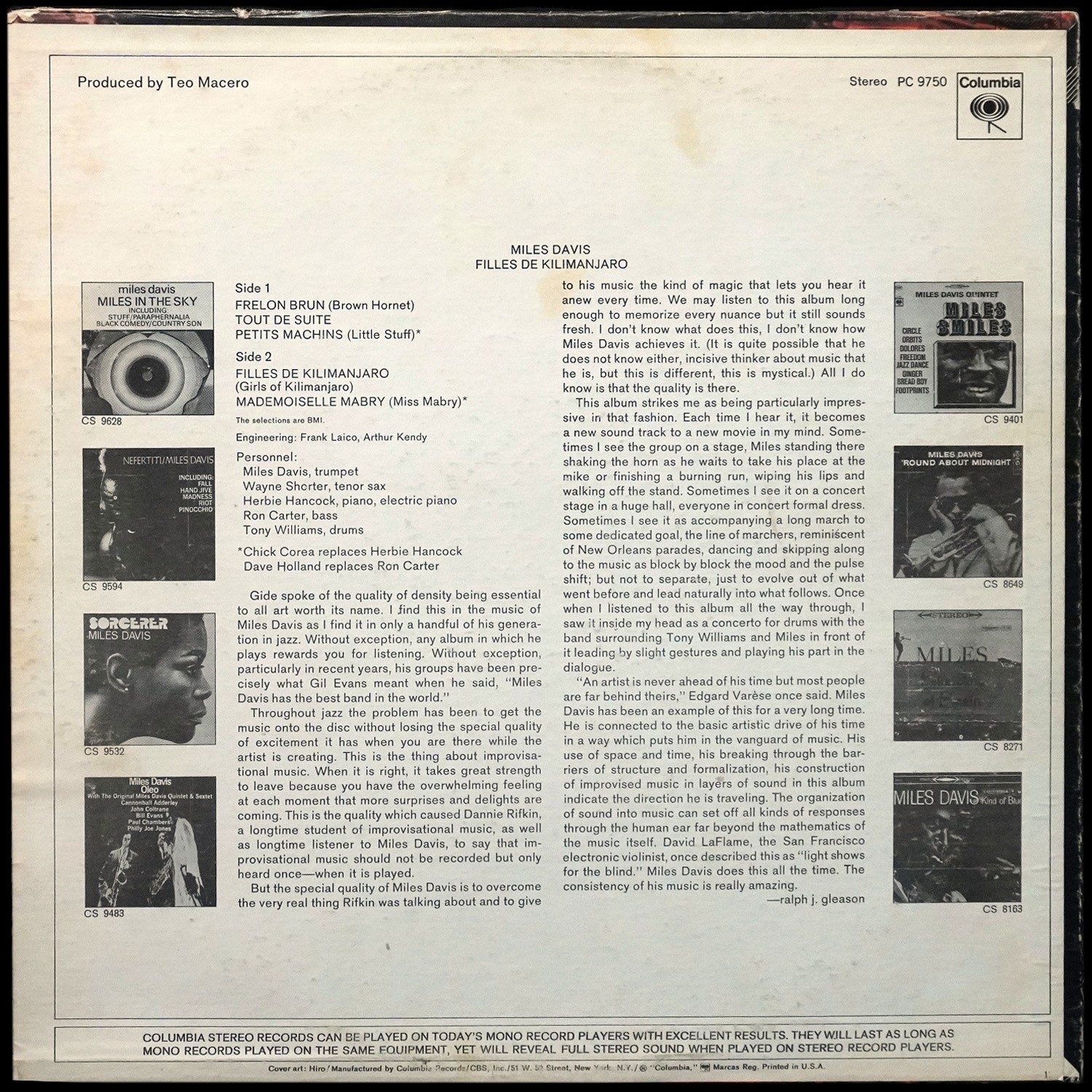 LP Miles Davis — Filles De Kilimanjaro фото 2