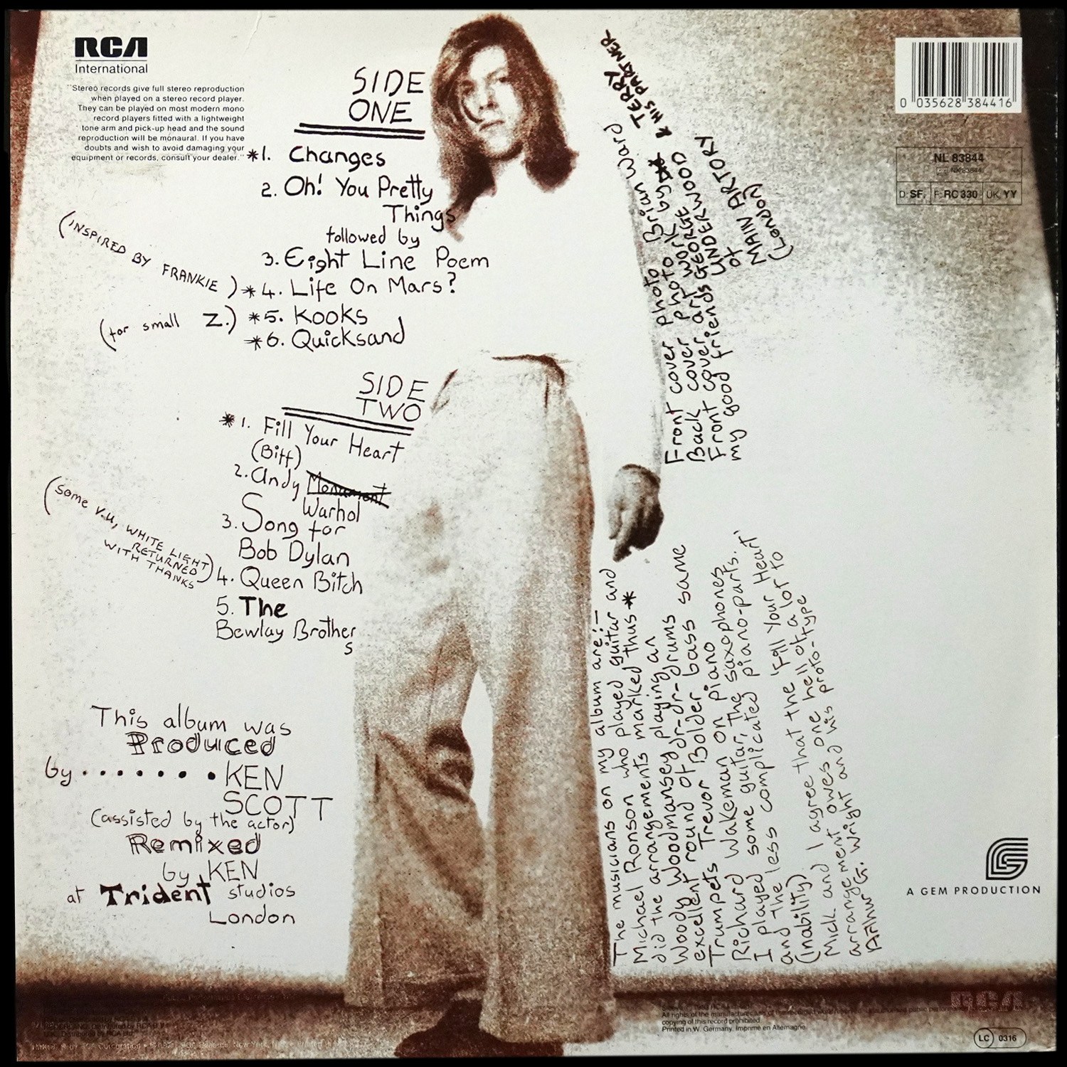 LP David Bowie — Hunky Dory фото 2