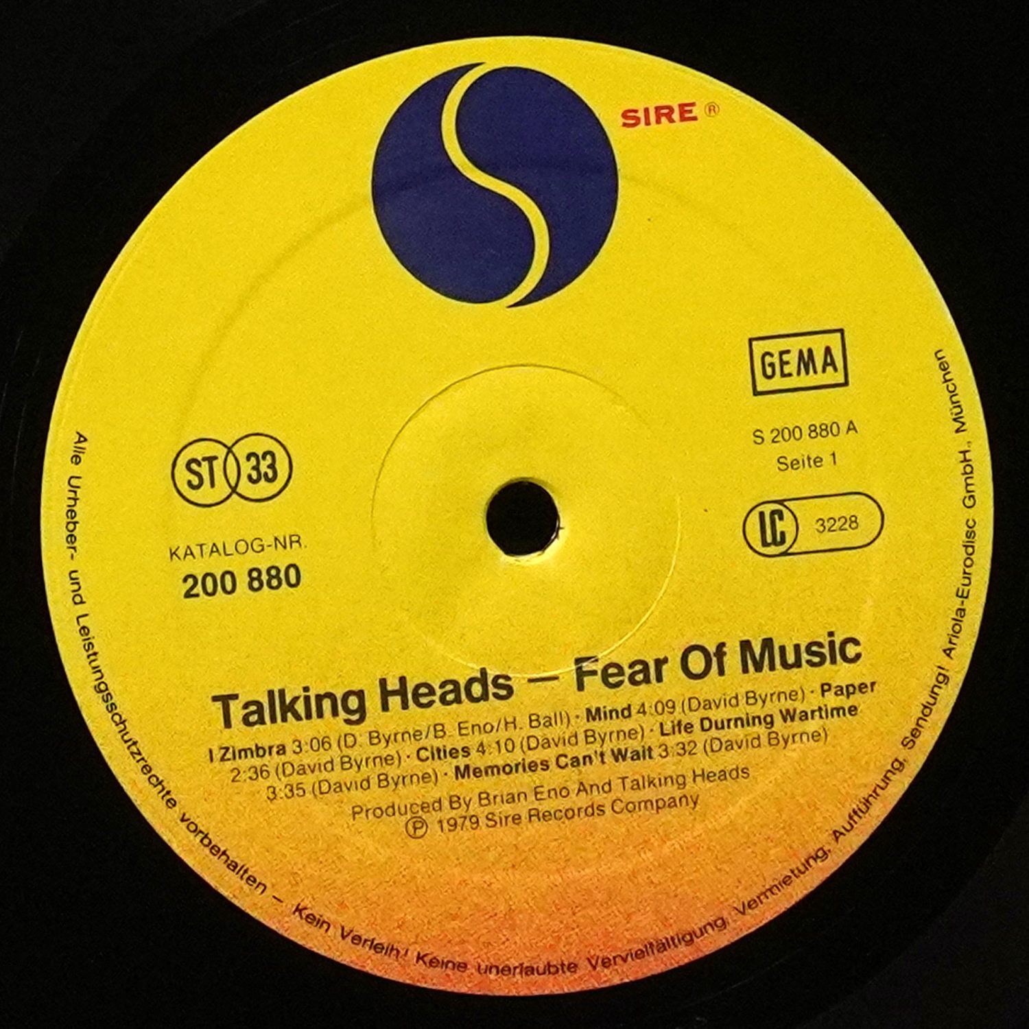 LP Talking Heads — Fear Of Music фото 3