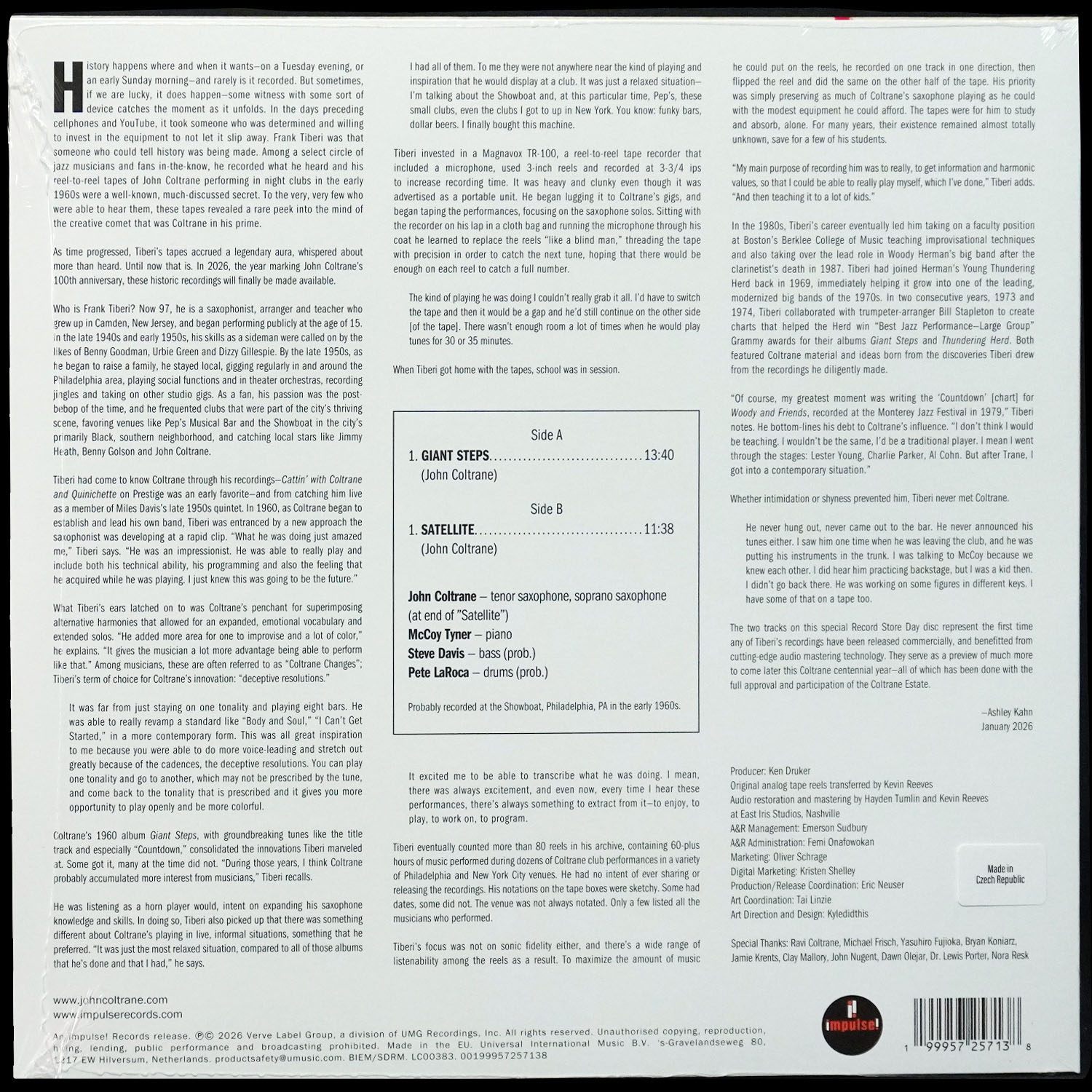 LP John Coltrane — Tiberi Tapes: A Preview Of The Mythic Recordings (моно) фото 2