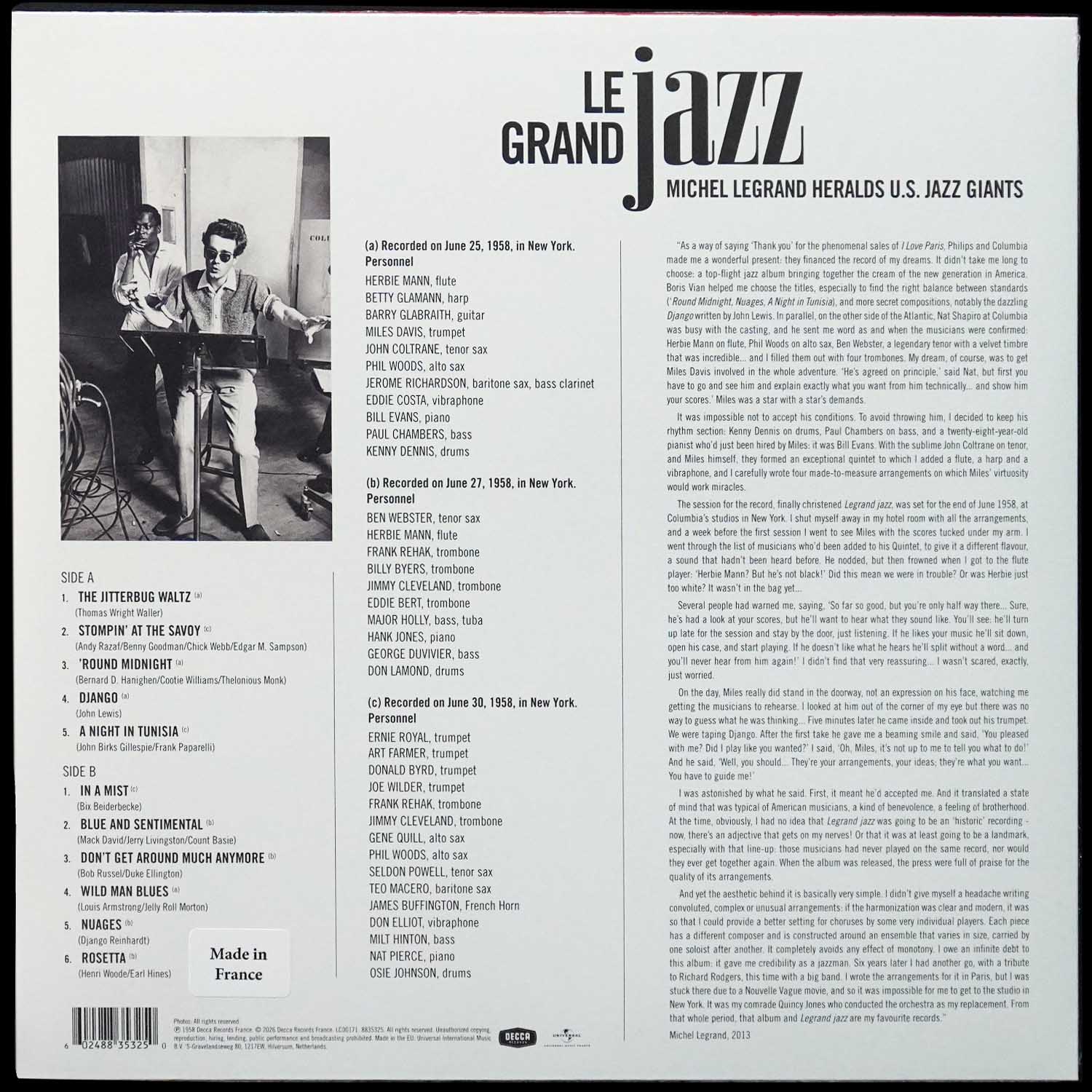 LP Michel Legrand — Legrand Jazz (Michel Legrand Heralds U.S. Jazz Giants) фото 2