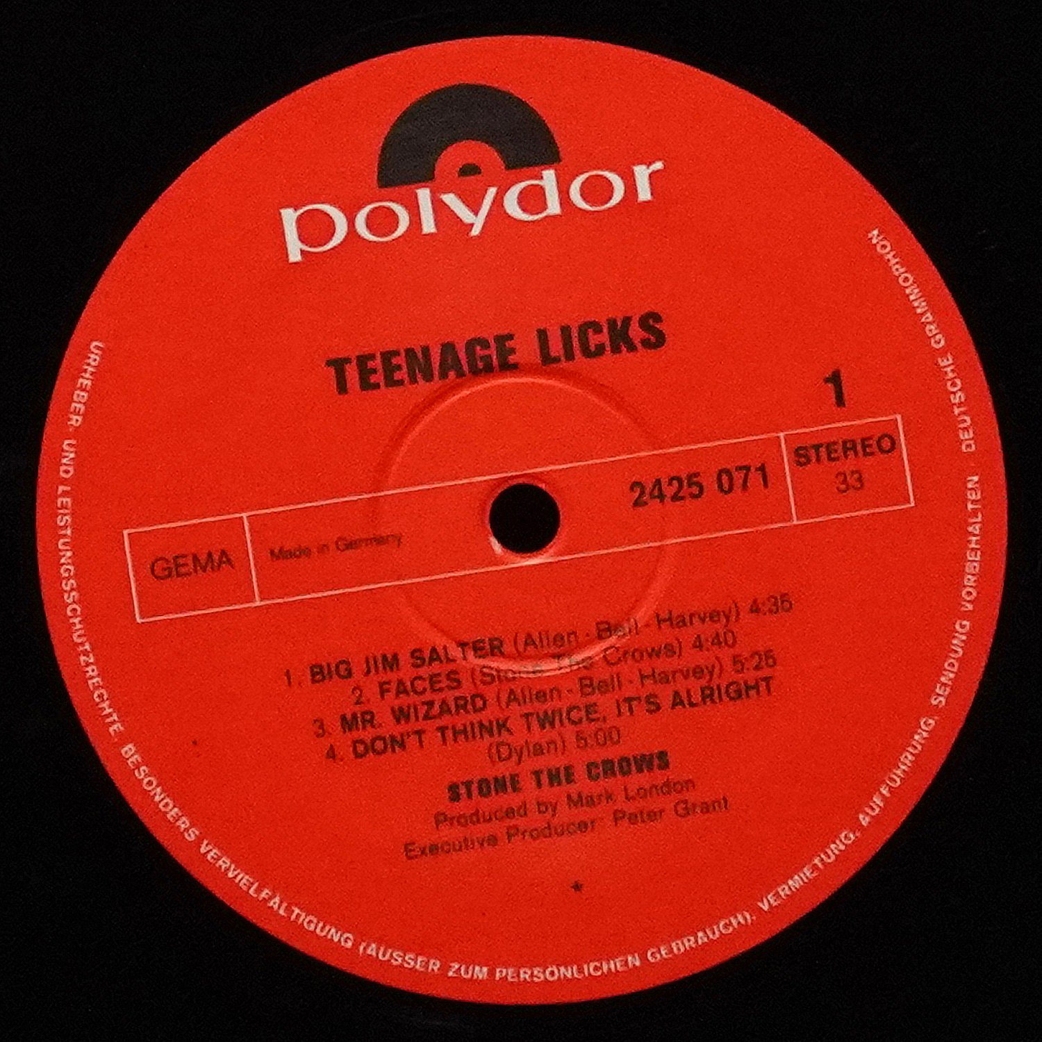 LP Stone The Crows — Teenage Licks фото 3