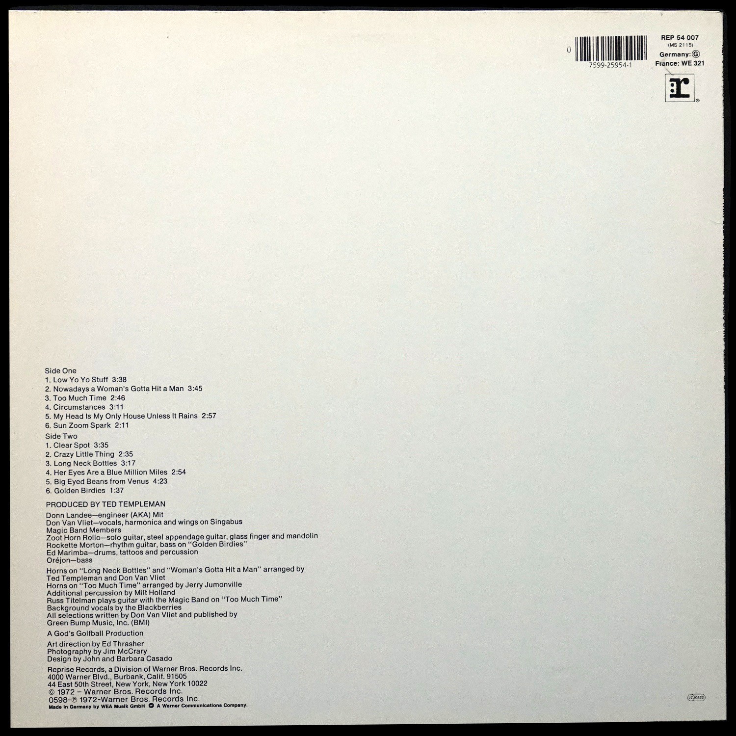 LP Captain Beefheart — Clear Spot фото 2