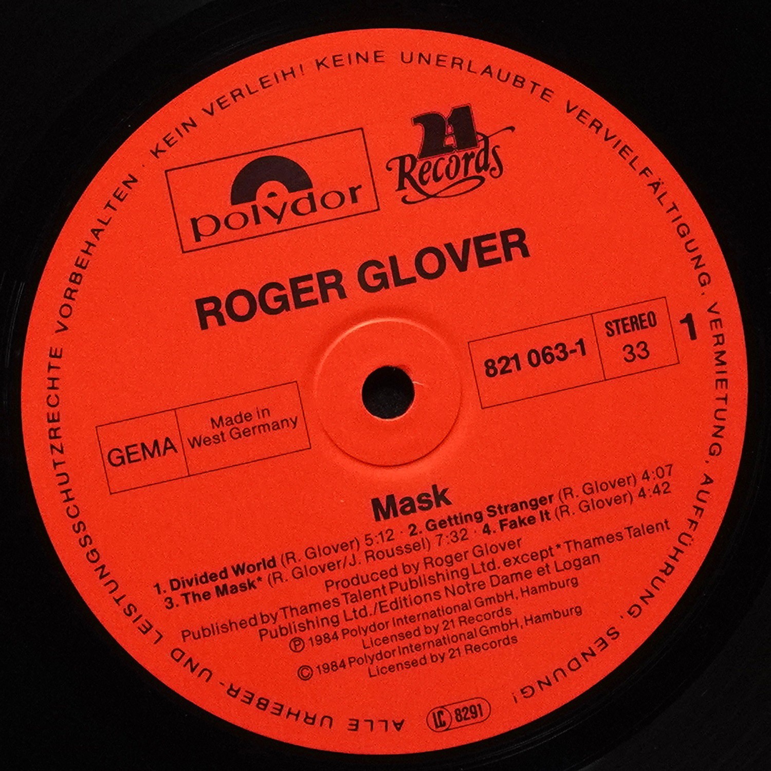 LP Roger Glover — Mask фото 3