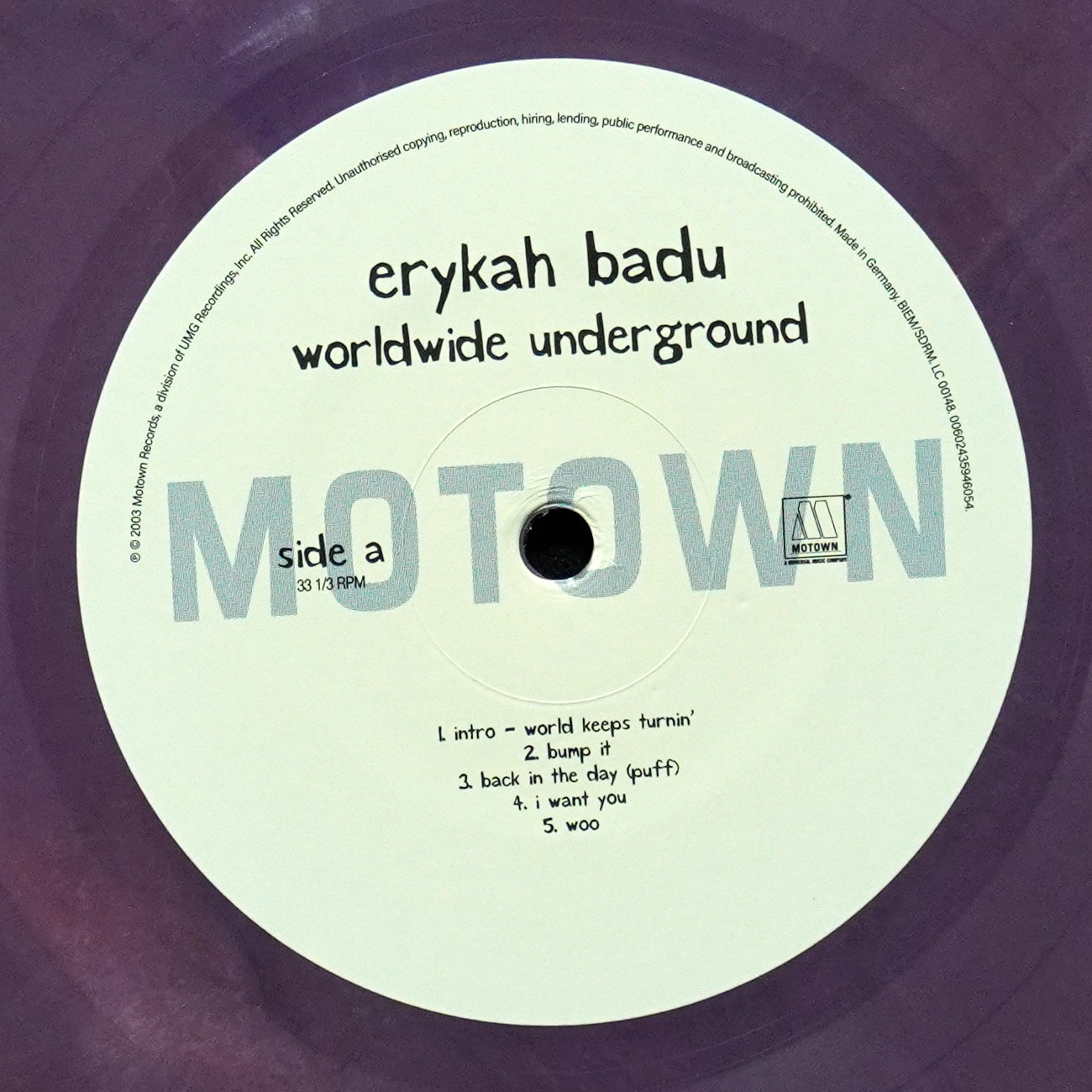 LP Erykah Badu — Worldwide Underground (цветной винил) фото 3