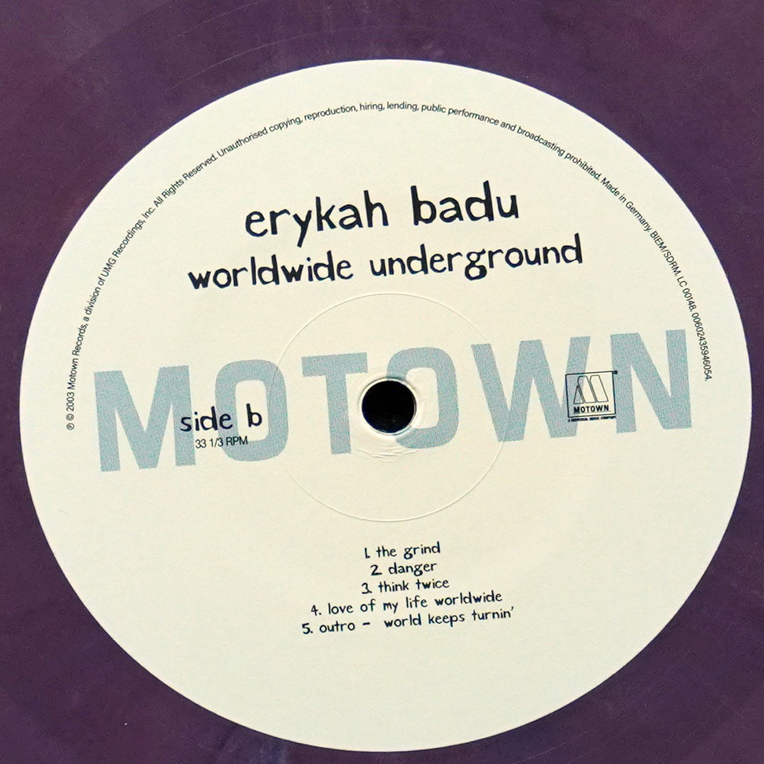 LP Erykah Badu — Worldwide Underground (цветной винил) фото 4