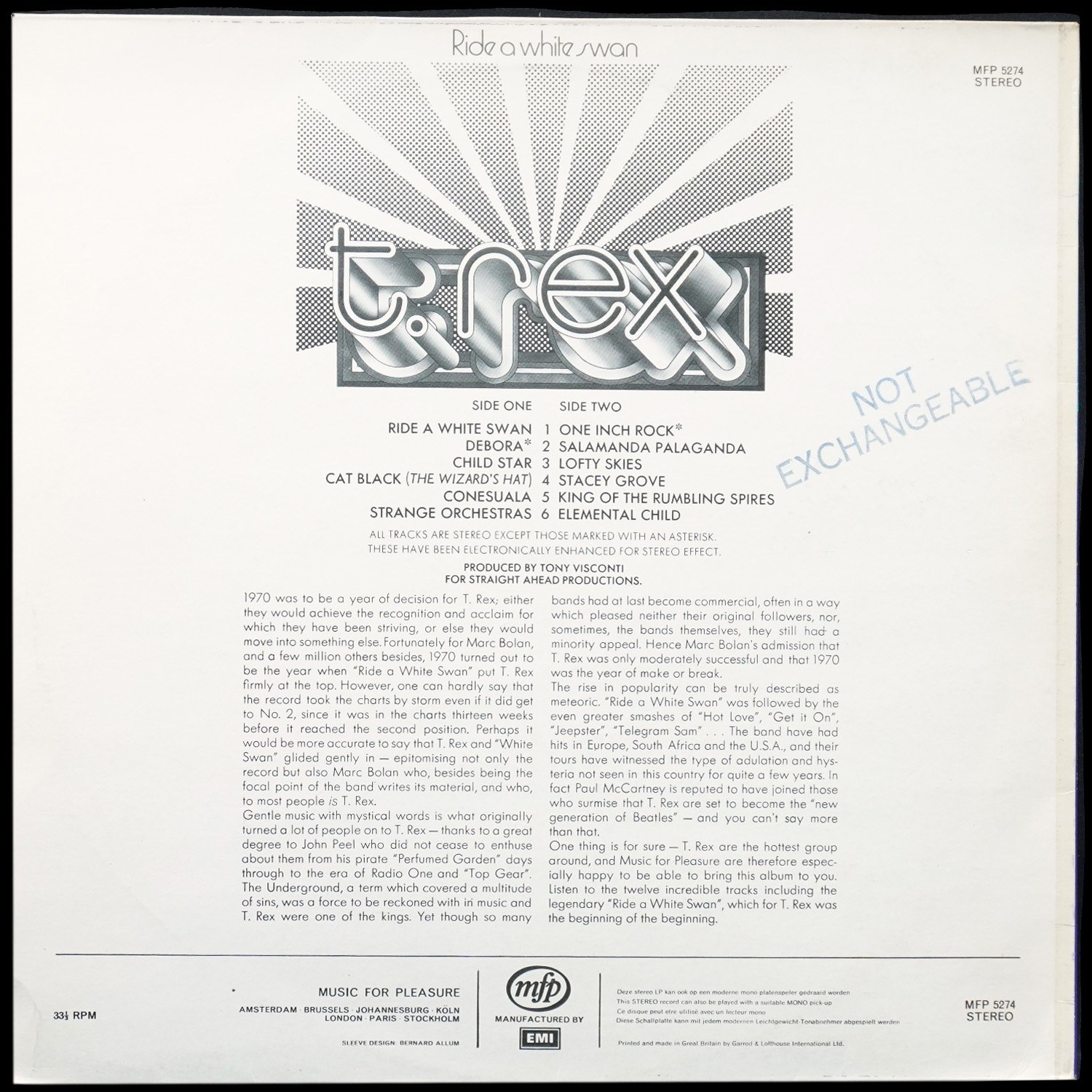 LP T.Rex — Ride A White Swan фото 2