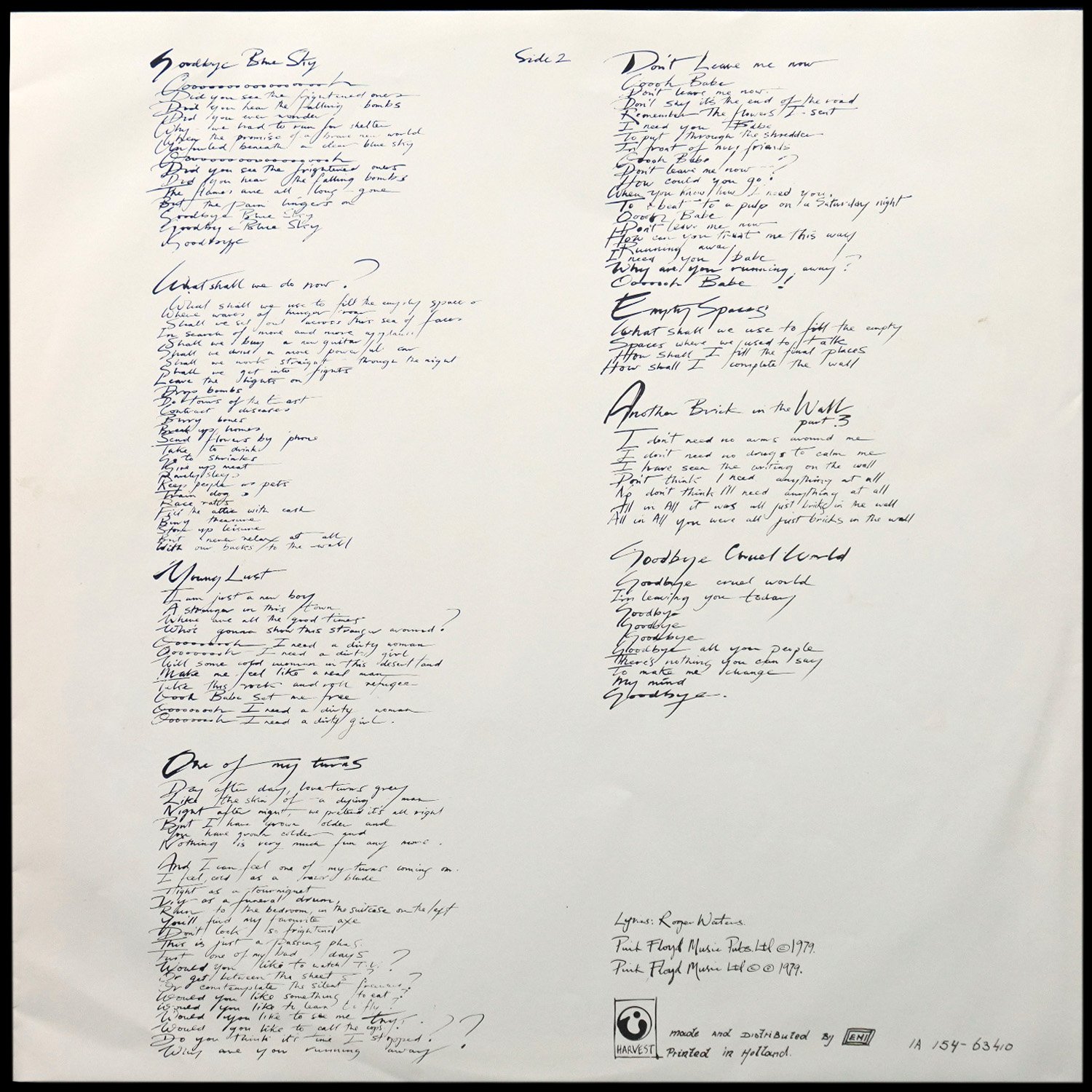 LP Pink Floyd — Wall (2LP) фото 7
