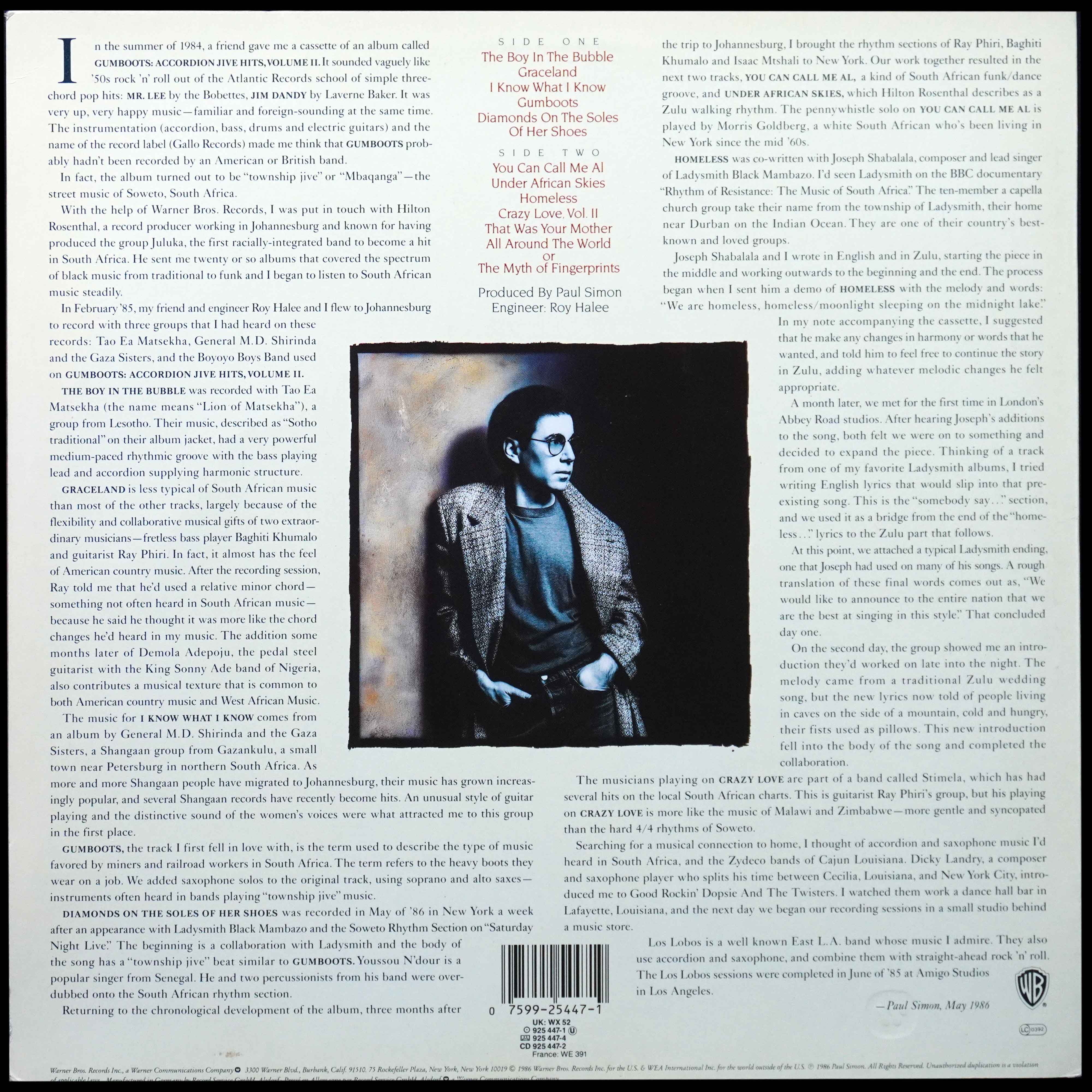 LP Paul Simon — Graceland фото 2