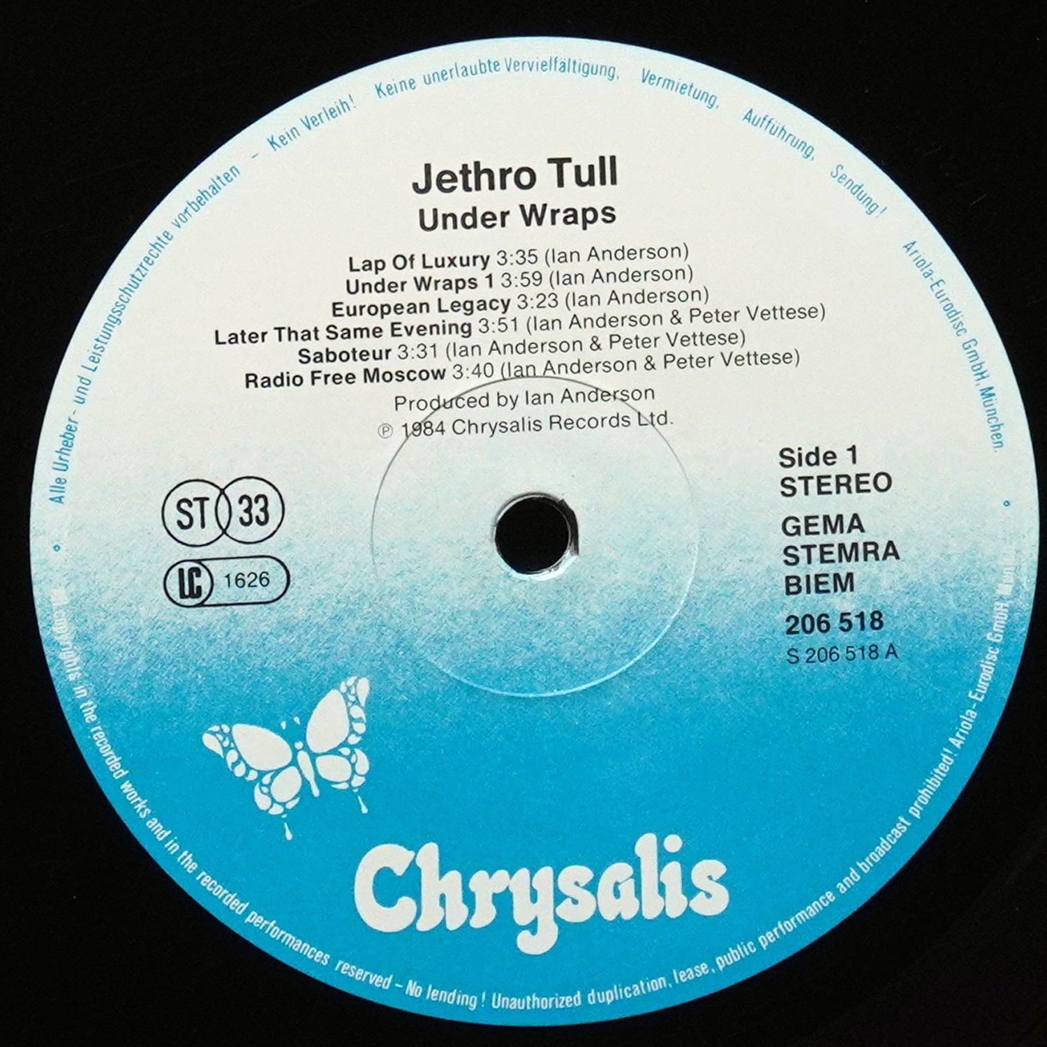 LP Jethro Tull — Under Wraps фото 2