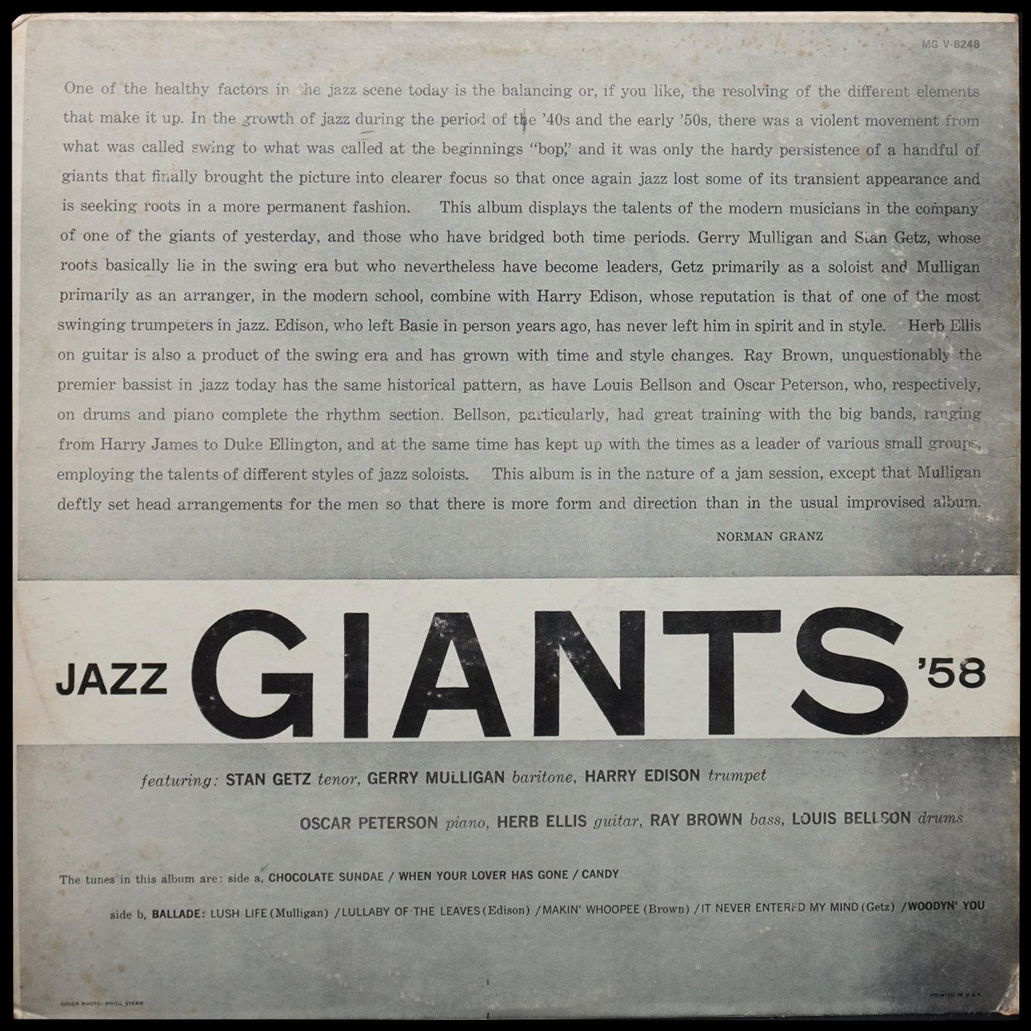 LP Stan Getz — Jazz Giants '58 фото 2