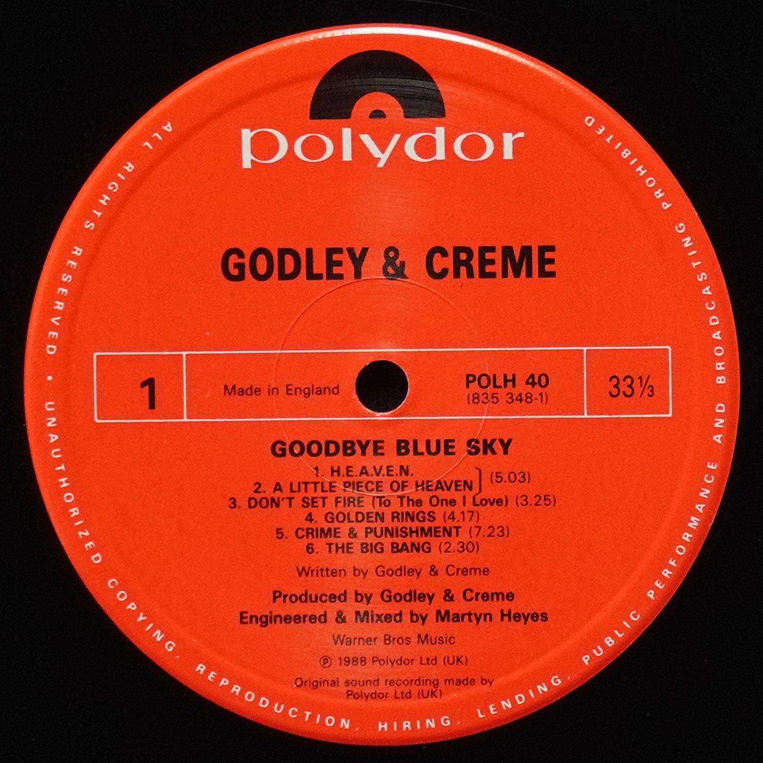 LP Godley & Creme — Goodbye Blue Sky фото 2