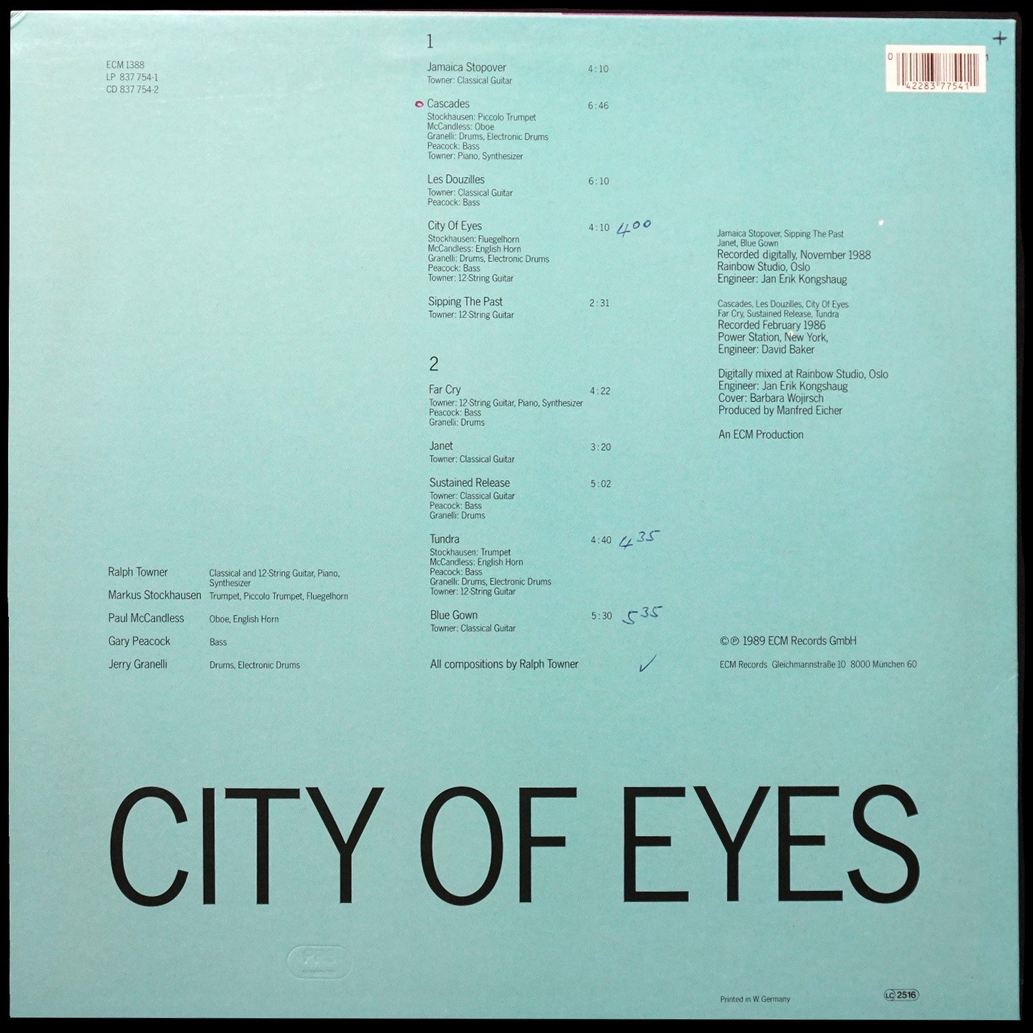 LP Ralph Towner — City Of Eyes фото 2