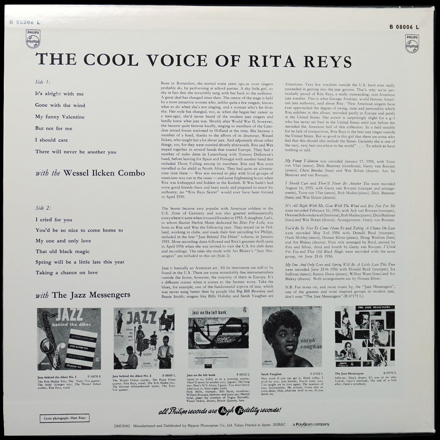 LP Rita Reys — Cool Voice Of Rita Reys (моно) фото 2