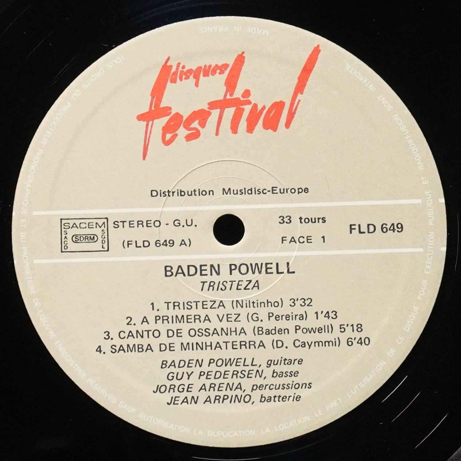 LP Baden Powell — 1976 - Tristeza фото 2