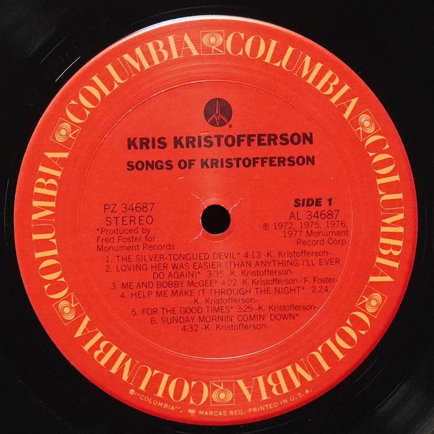 LP Kris Kristofferson — Songs Of Kristofferson фото 2
