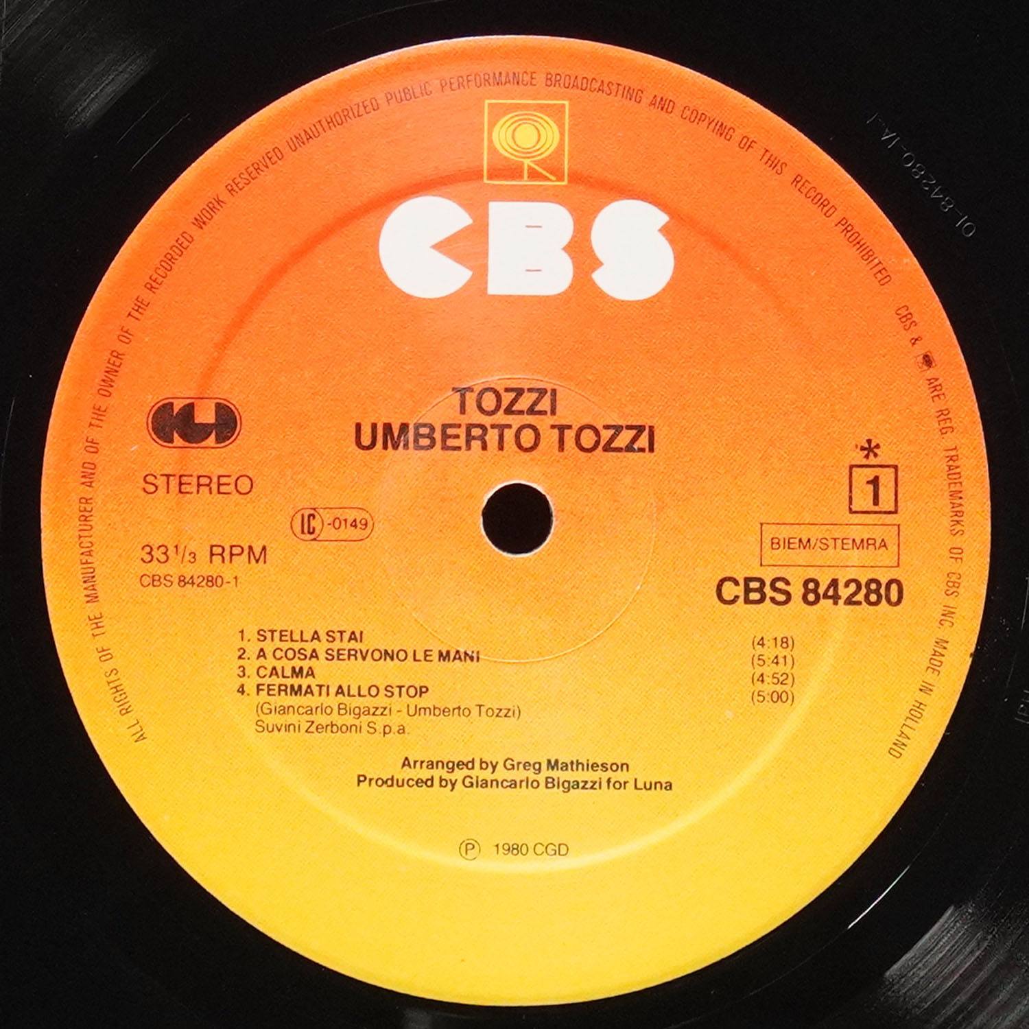 LP Umberto Tozzi — Tozzi фото 2