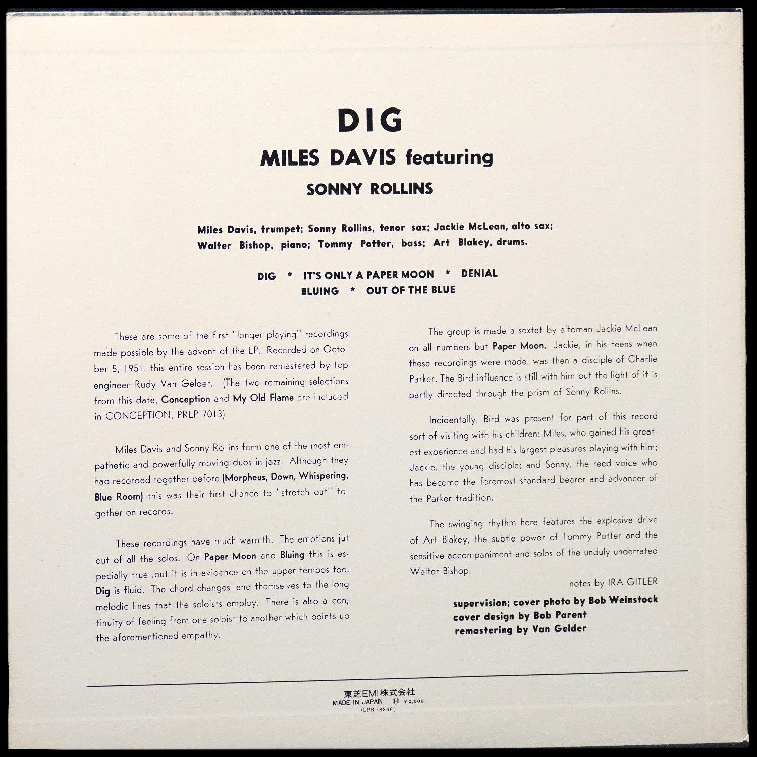 LP Miles Davis — Dig (моно) фото 2