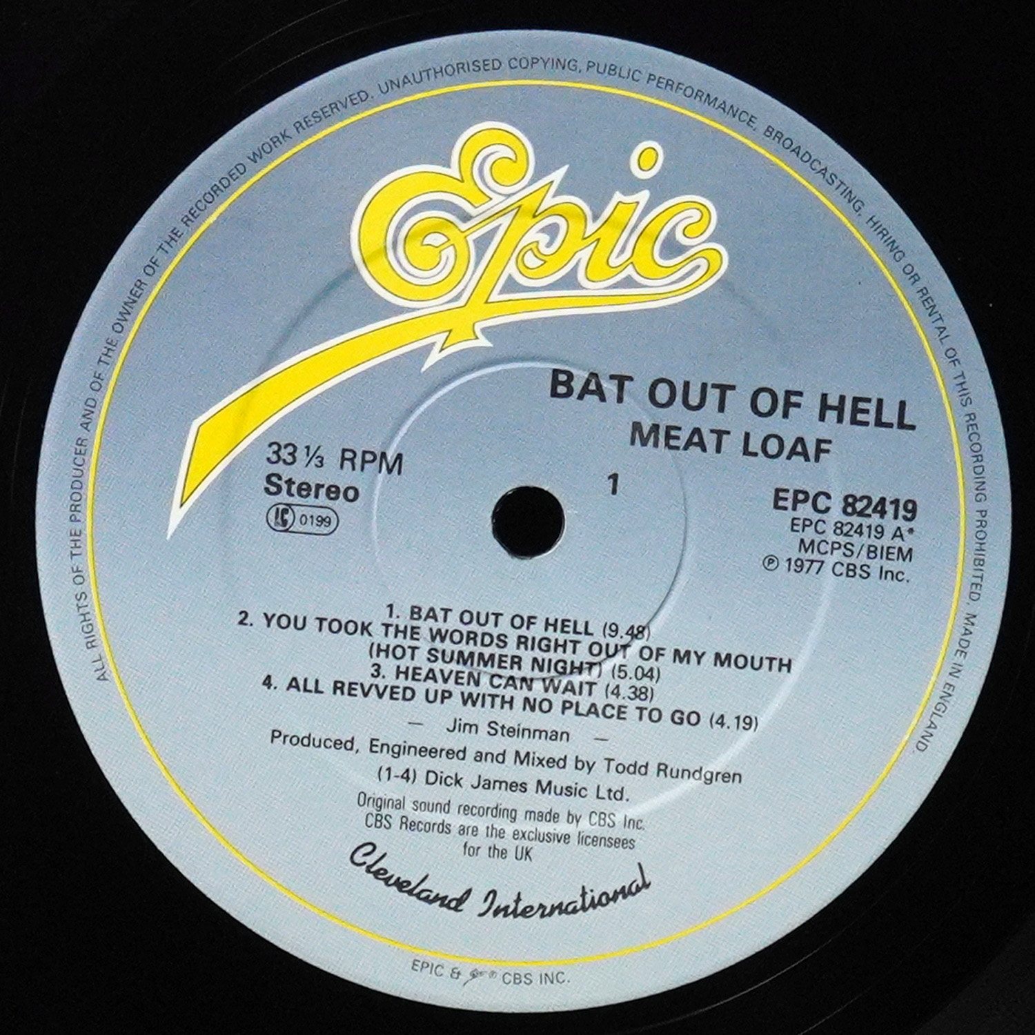 LP Meat Loaf — Bat Out Of Hell фото 3