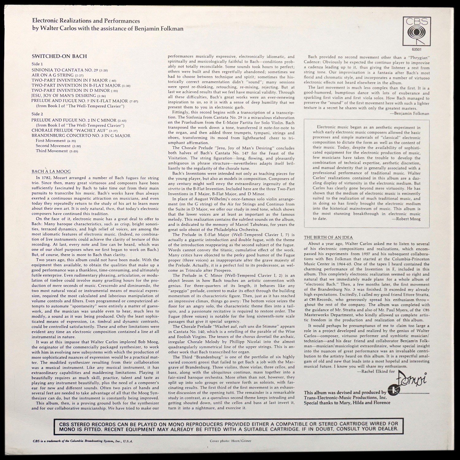 LP Walter Carlos — Switched-On Bach фото 2